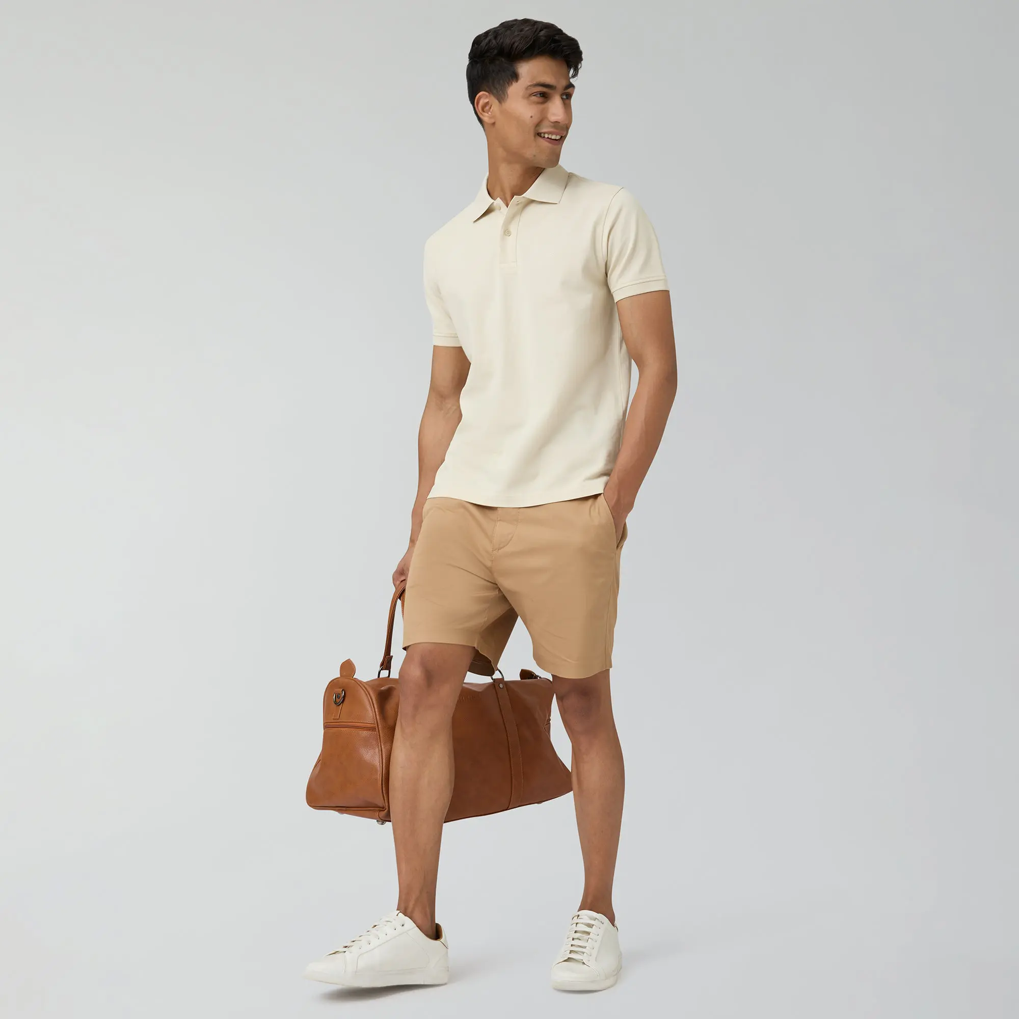 Nova Combed Cotton Polo T-shirts Almond White - Image 3