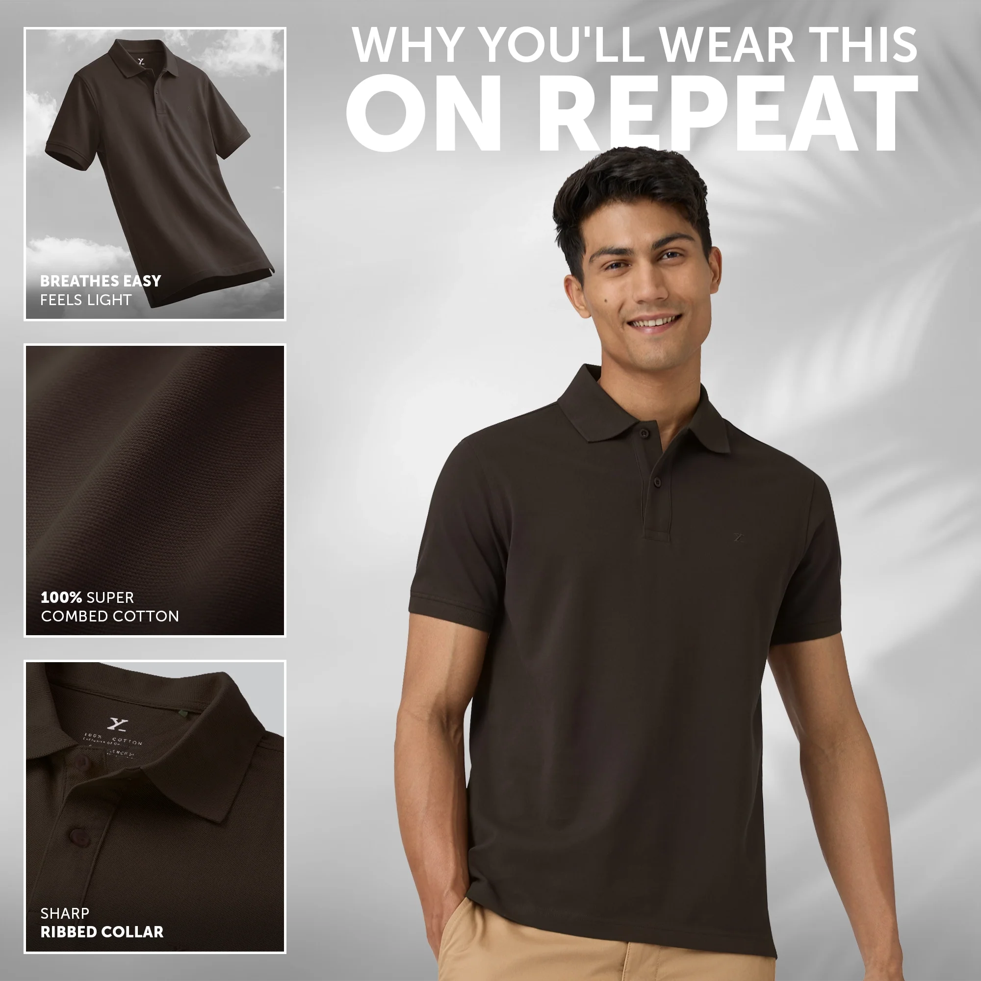 Nova Combed Cotton Polo T-shirts Mocha Brown - Image 2