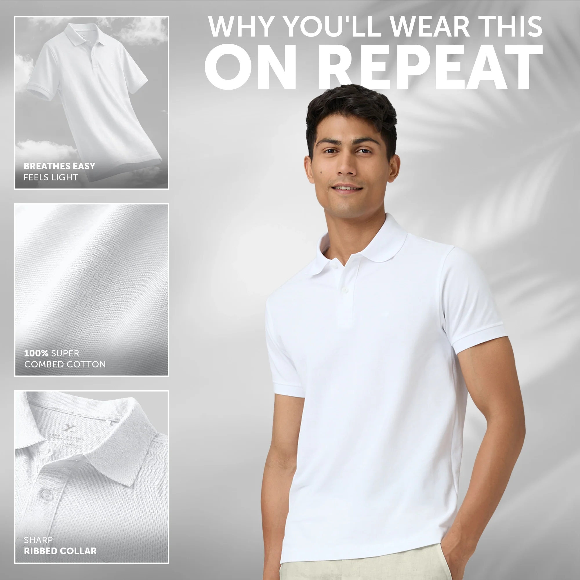 Nova Combed Cotton Polo T-shirts Polar White - Image 2