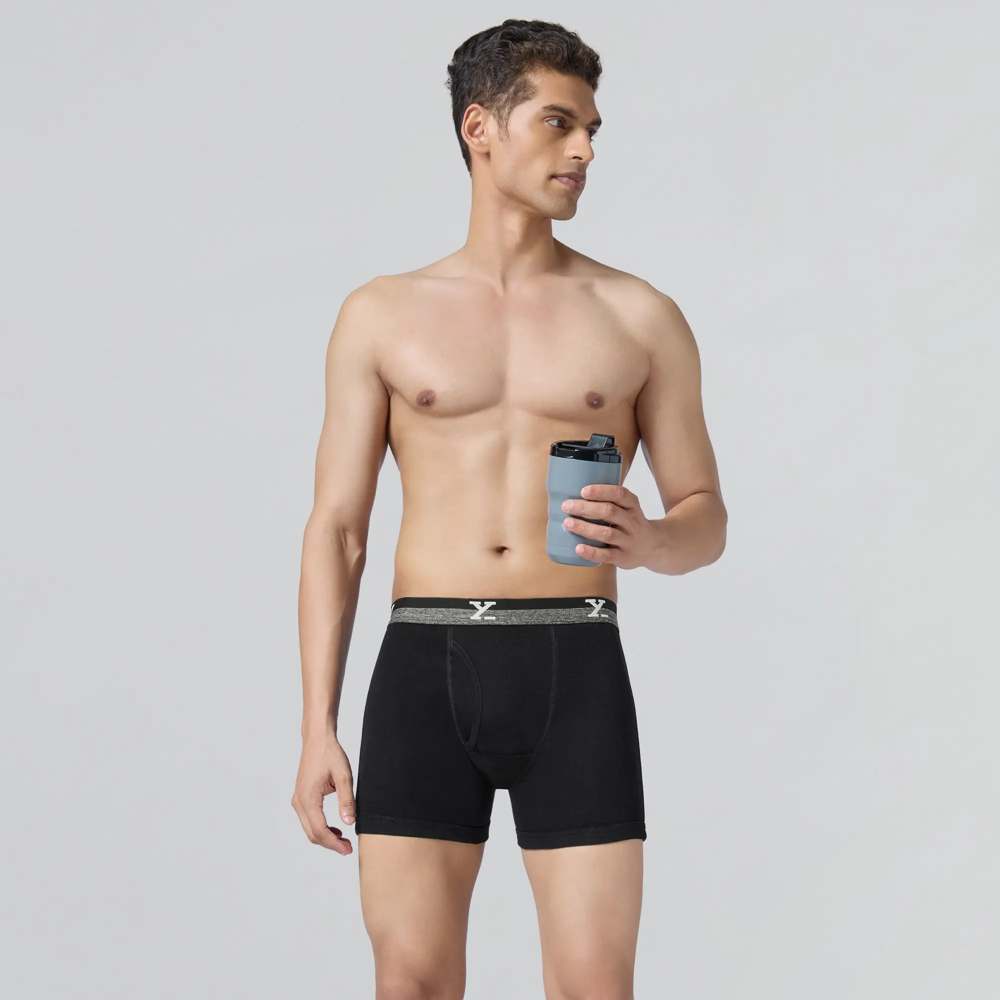 Nova Cotton Boxer Briefs (Outer Elastic) - Storm Grey - Image 3