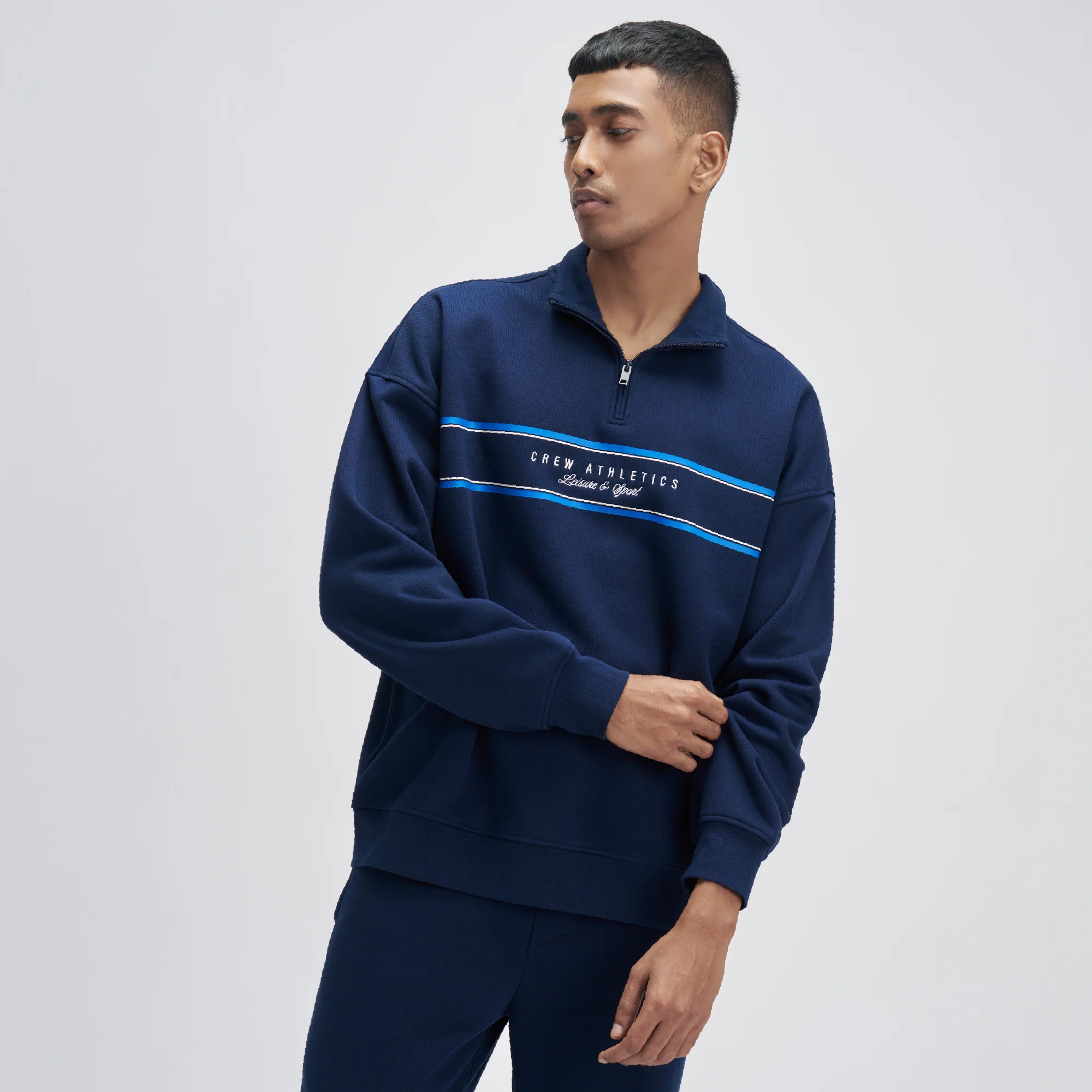 Crew Oversized Half-Zip Sweatshirt - Blue Nights - Image 4