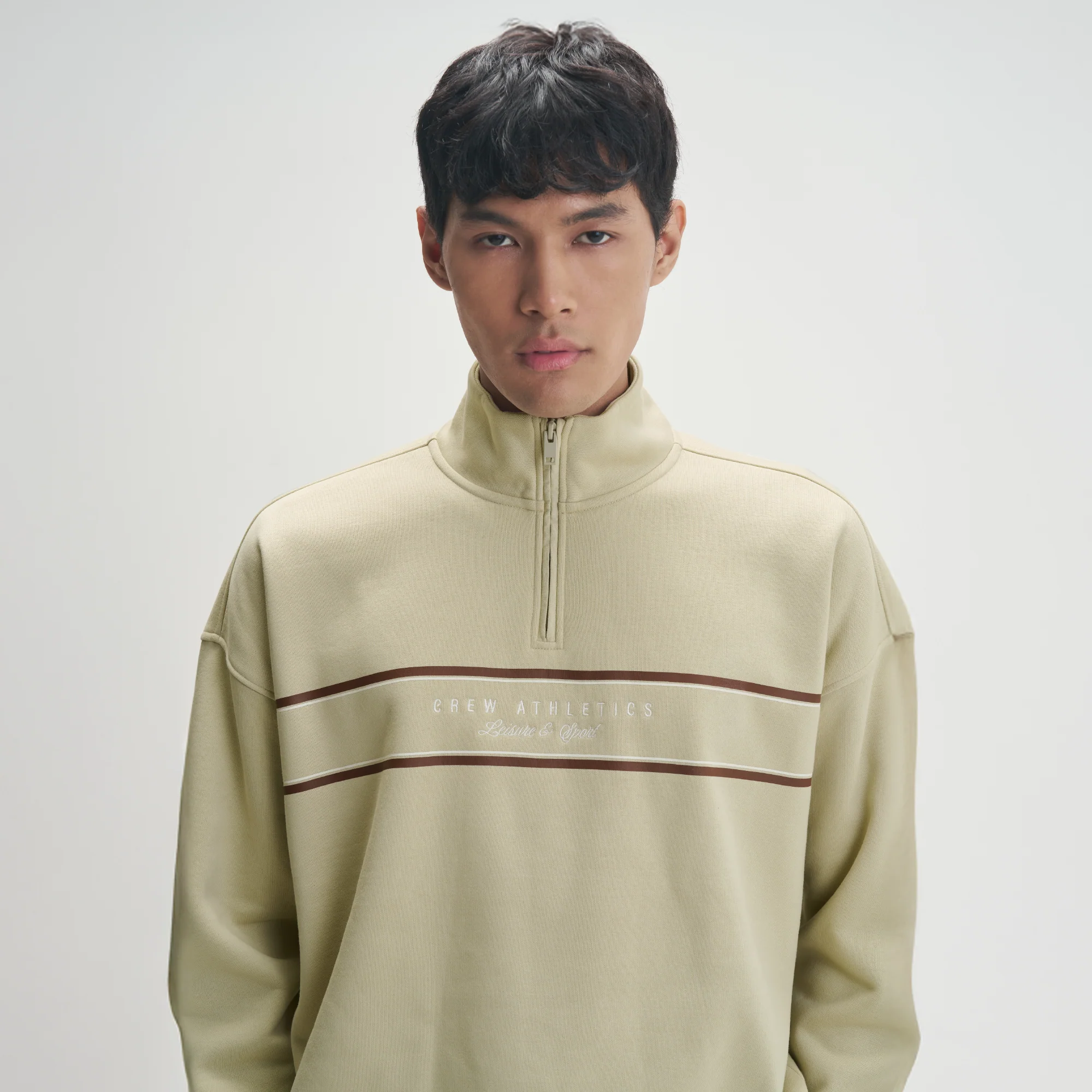 Crew Oversized Half-Zip Sweatshirt -Minted Grey - Image 5