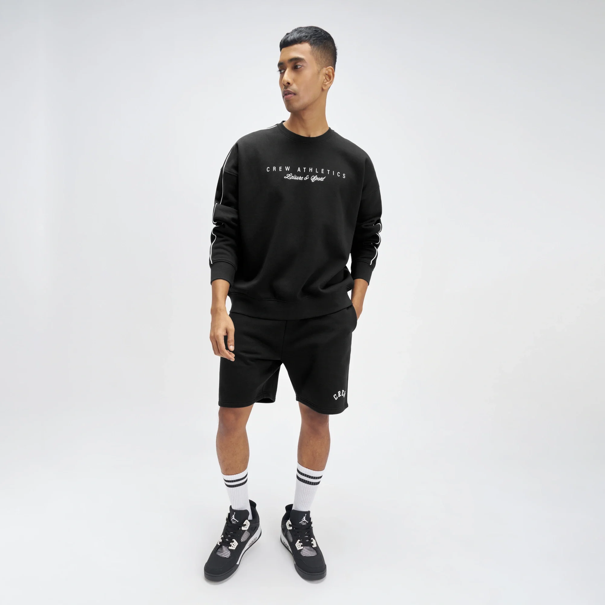 Crew Oversized Round Neck Sweatshirt - Ink Black - Image 4