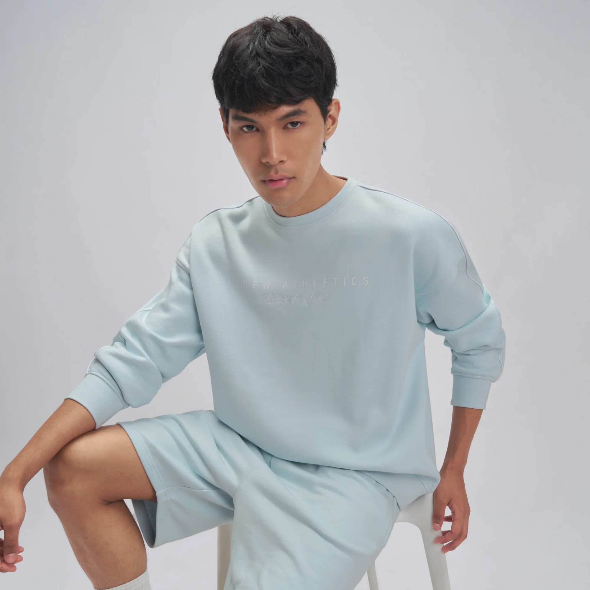 Crew Oversized Round Neck Sweatshirt - Quad Blue - Image 3
