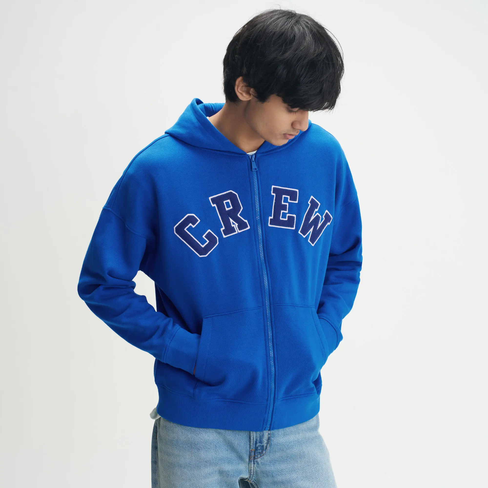 Crew Oversized Zipper Hoodie - Campus Blue