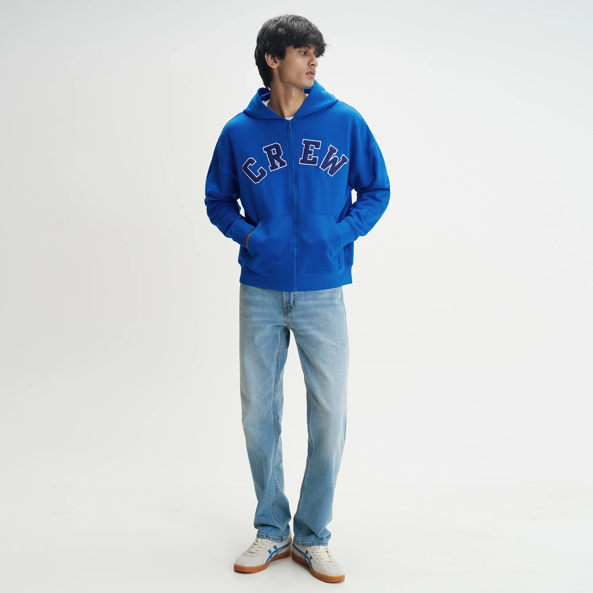Crew Oversized Zipper Hoodie - Campus Blue - Image 3