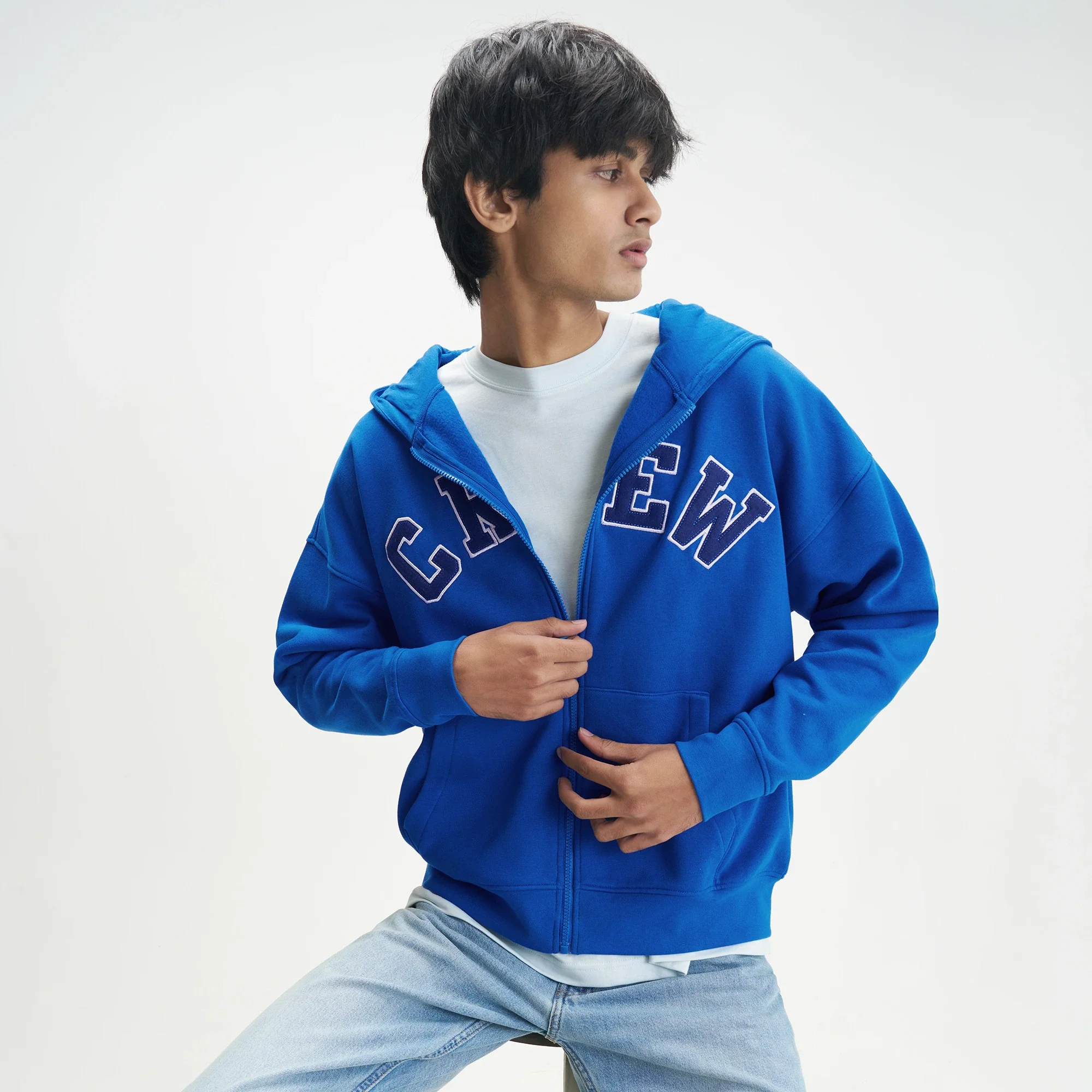 Crew Oversized Zipper Hoodie - Campus Blue - Image 4