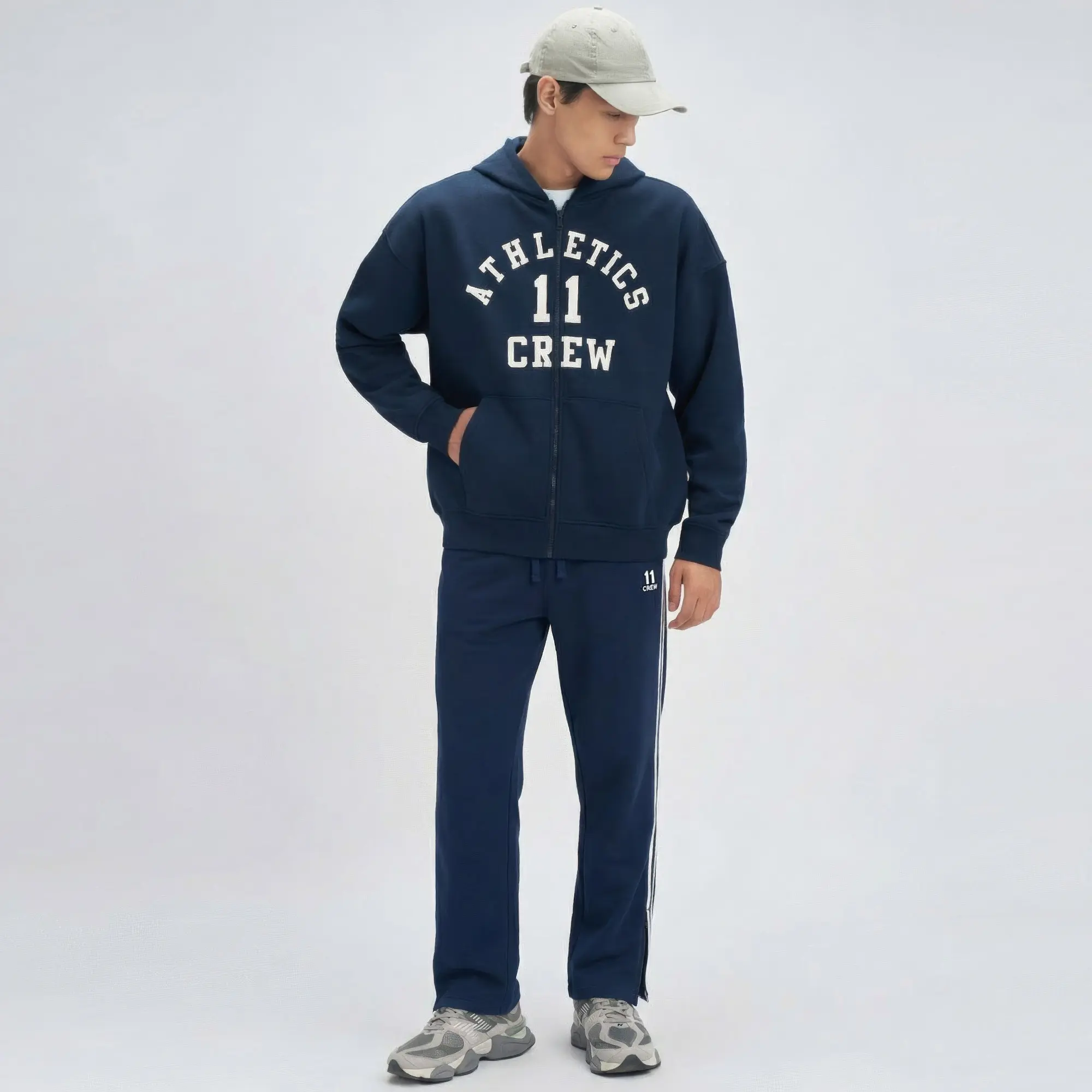 Oversized Zipper Hoodie and Trackpants Co-ord Set Blue Nights