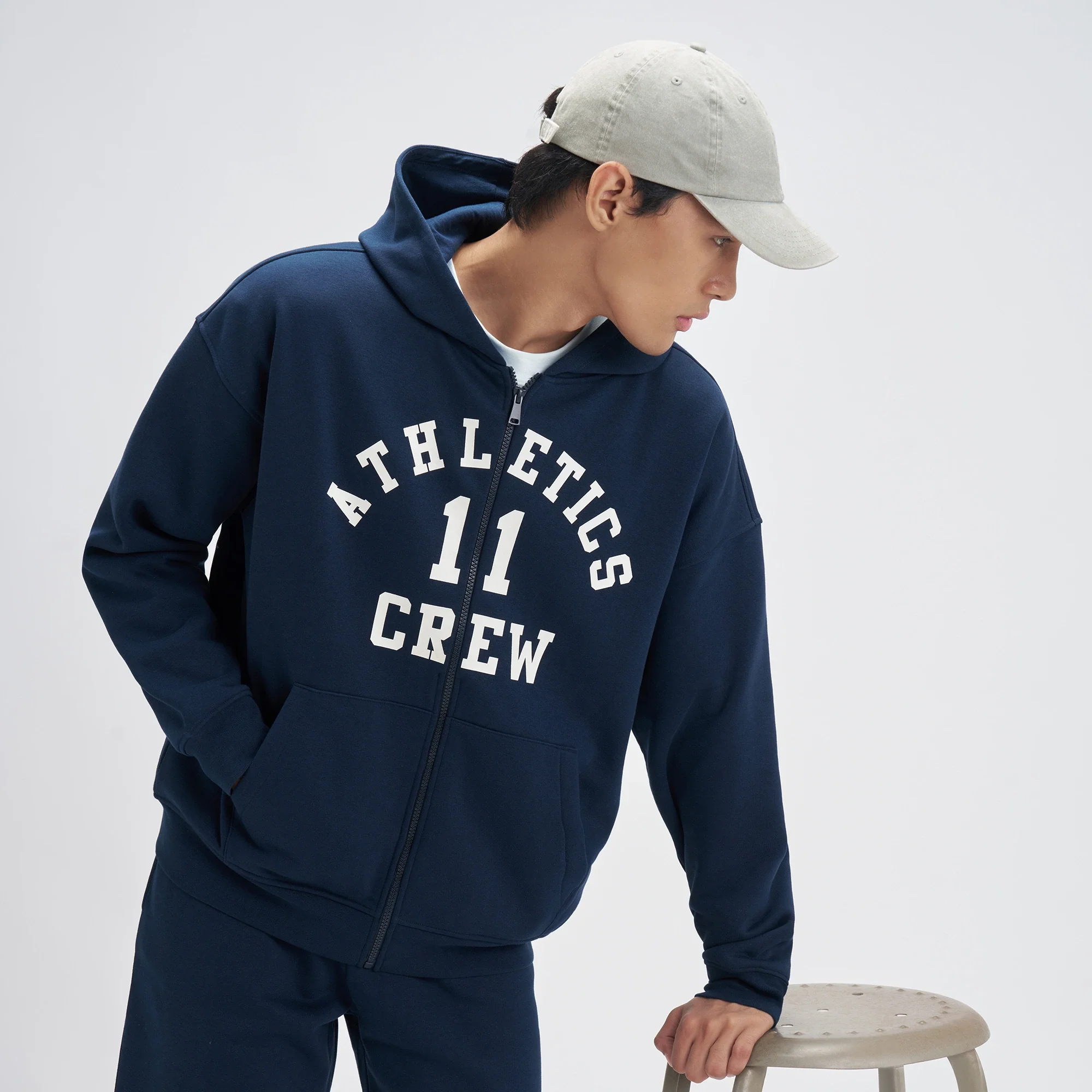 Crew Oversized Zipper Hoodie  -  Blue Nights - Image 4