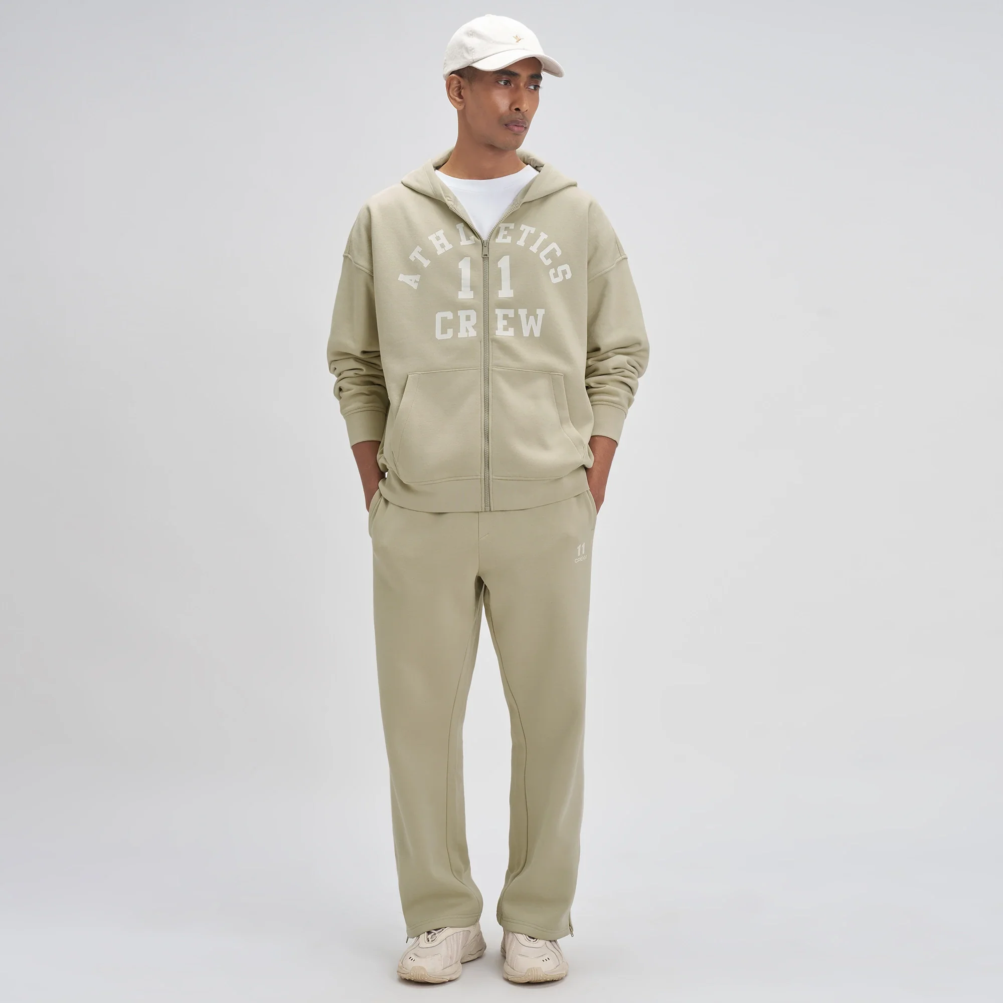 Crew Oversized Zipper Hoodie - Minted Grey - Image 3