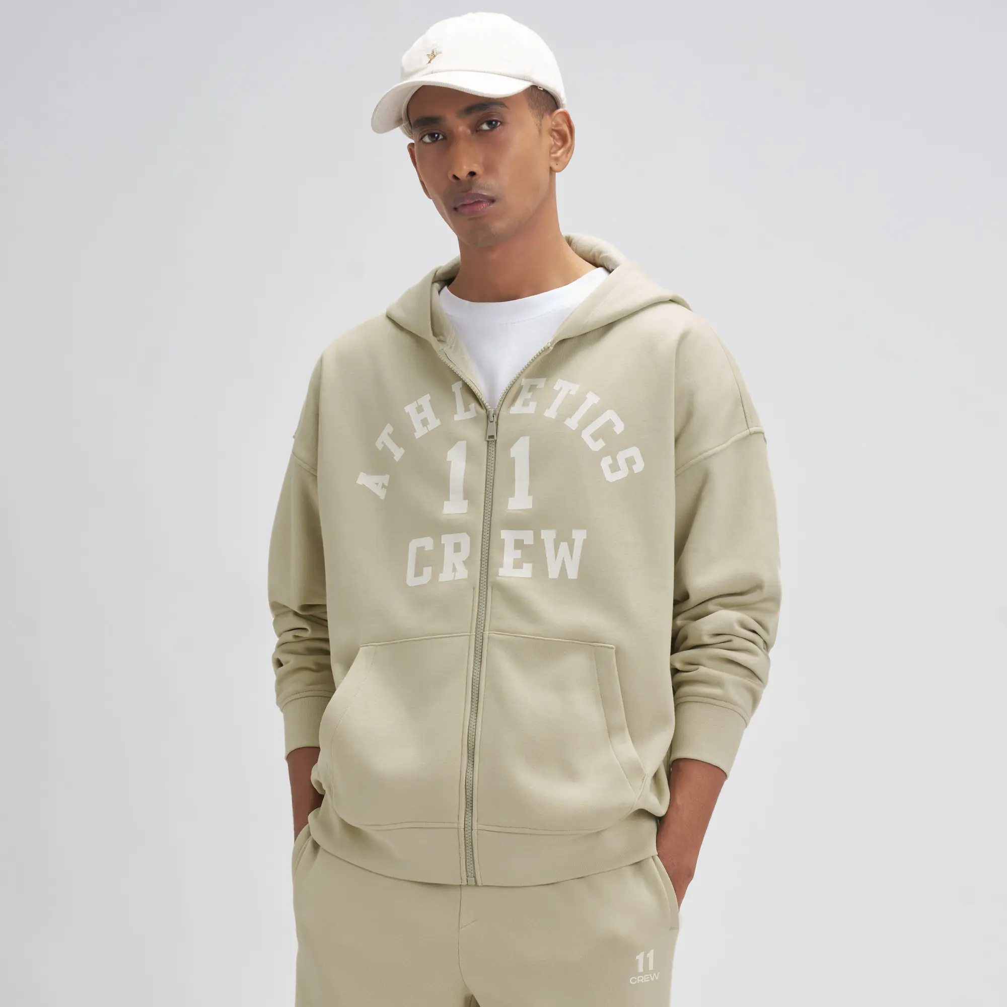 Crew Oversized Zipper Hoodie - Minted Grey