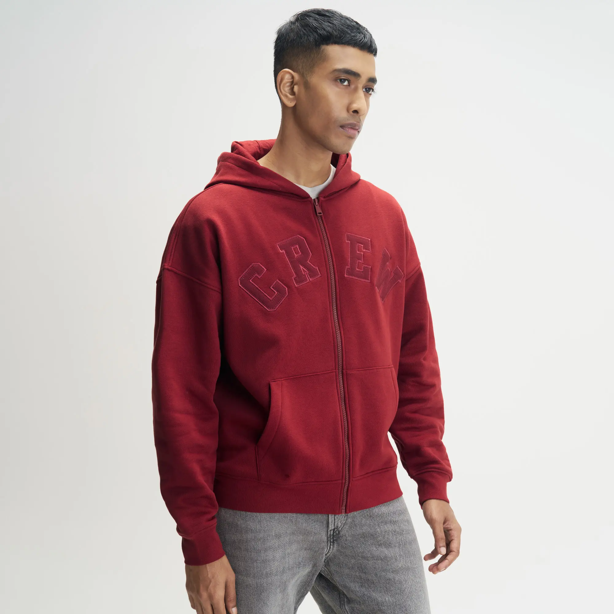Crew Oversized Zipper Hoodie - Varsity Red