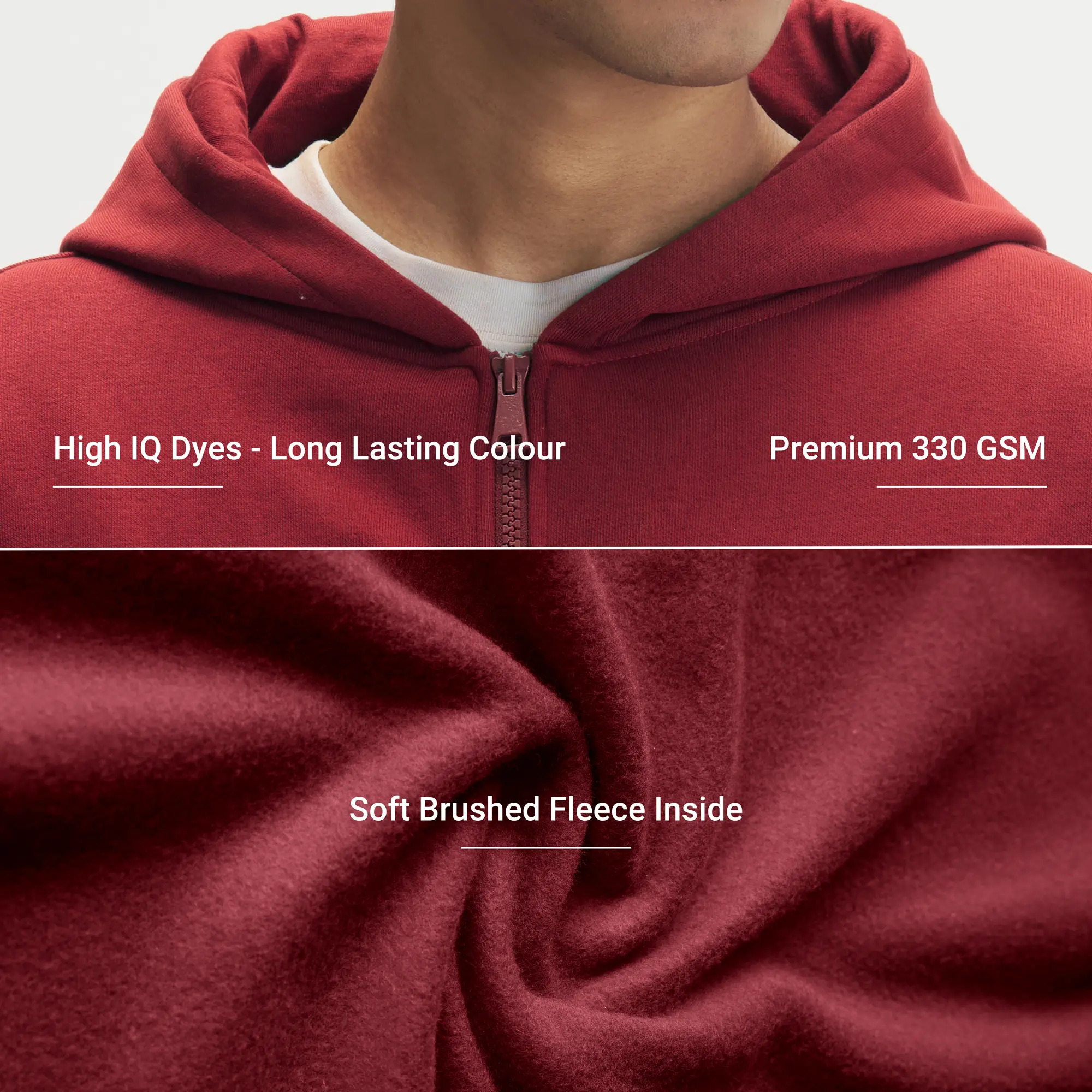 Crew Oversized Zipper Hoodie - Varsity Red - Image 2