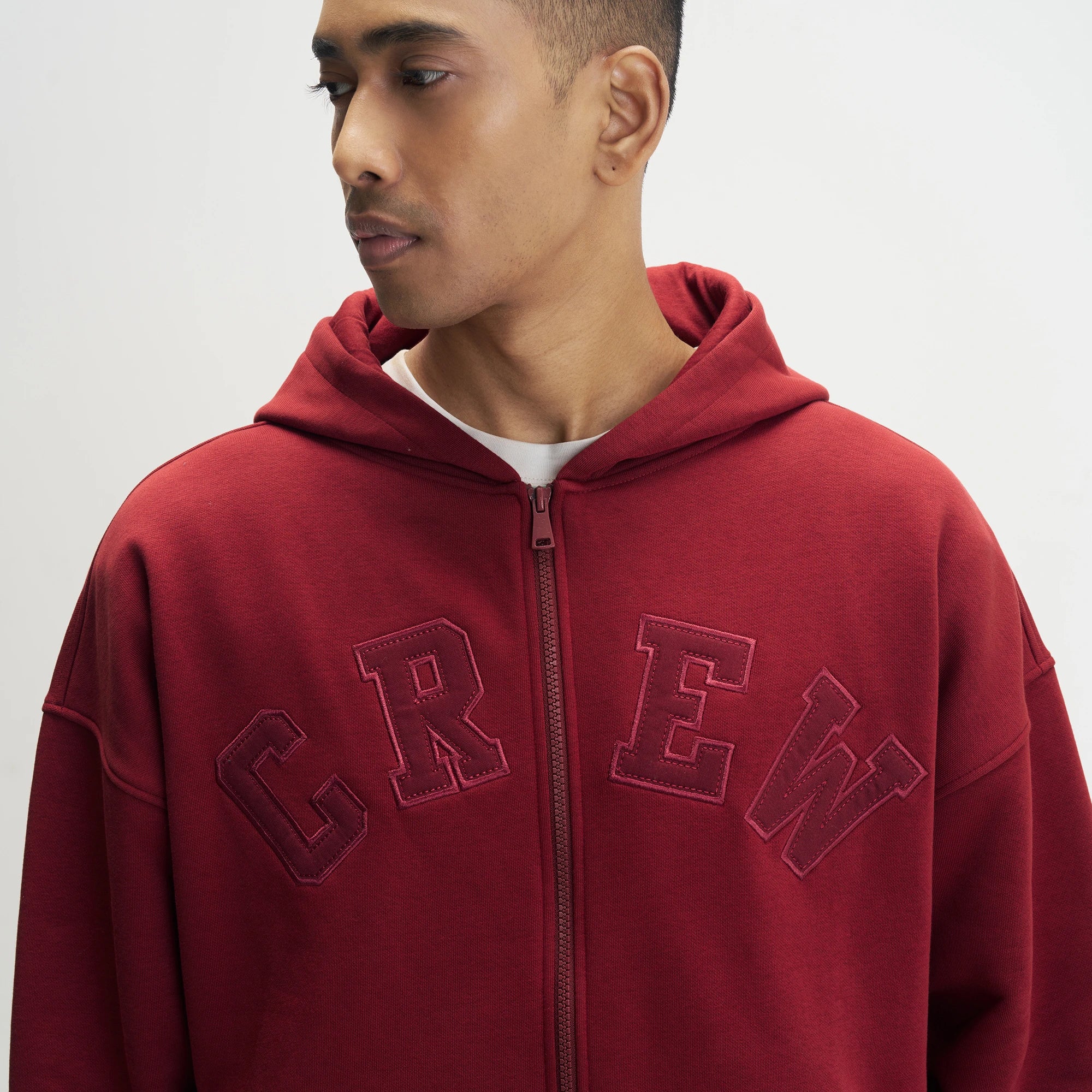 Crew Oversized Zipper Hoodie - Varsity Red - Image 5