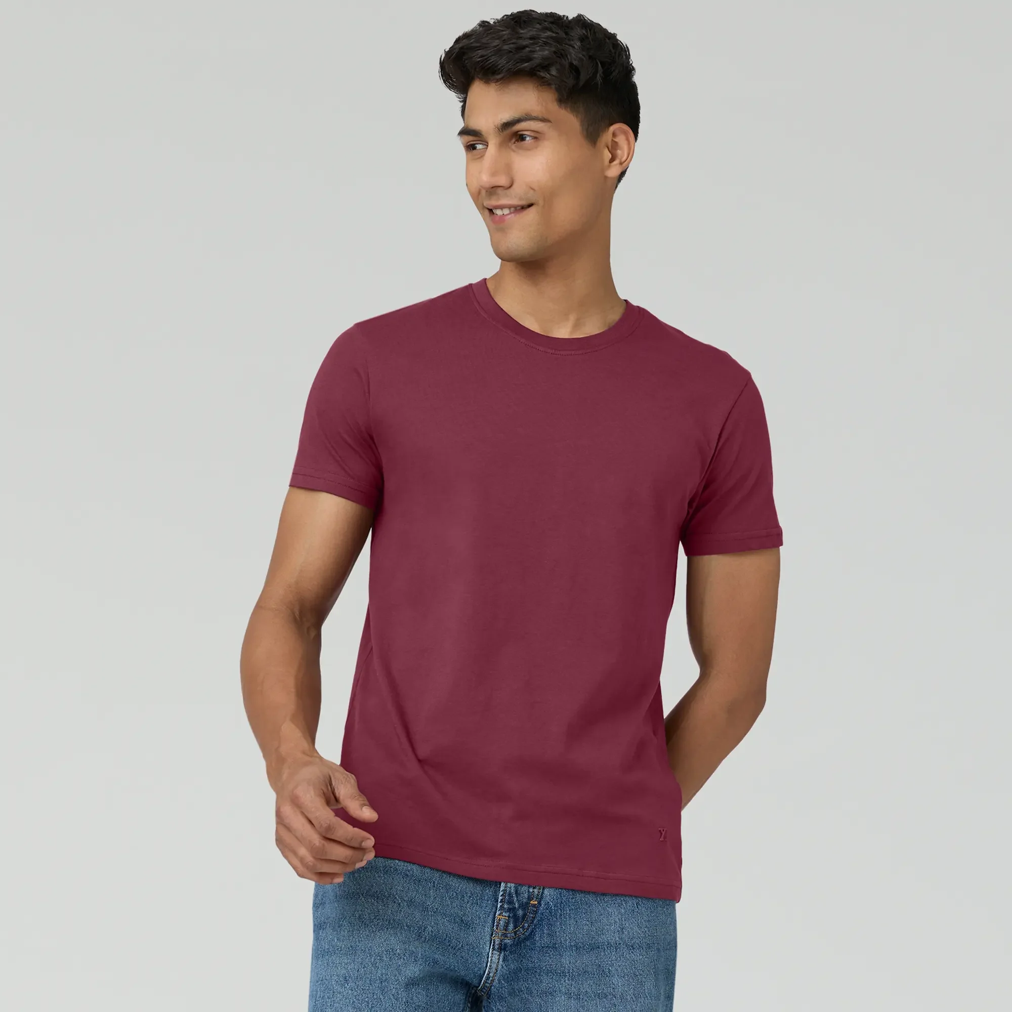 Pace Combed Cotton T-shirts Bold Burgundy - Image 3