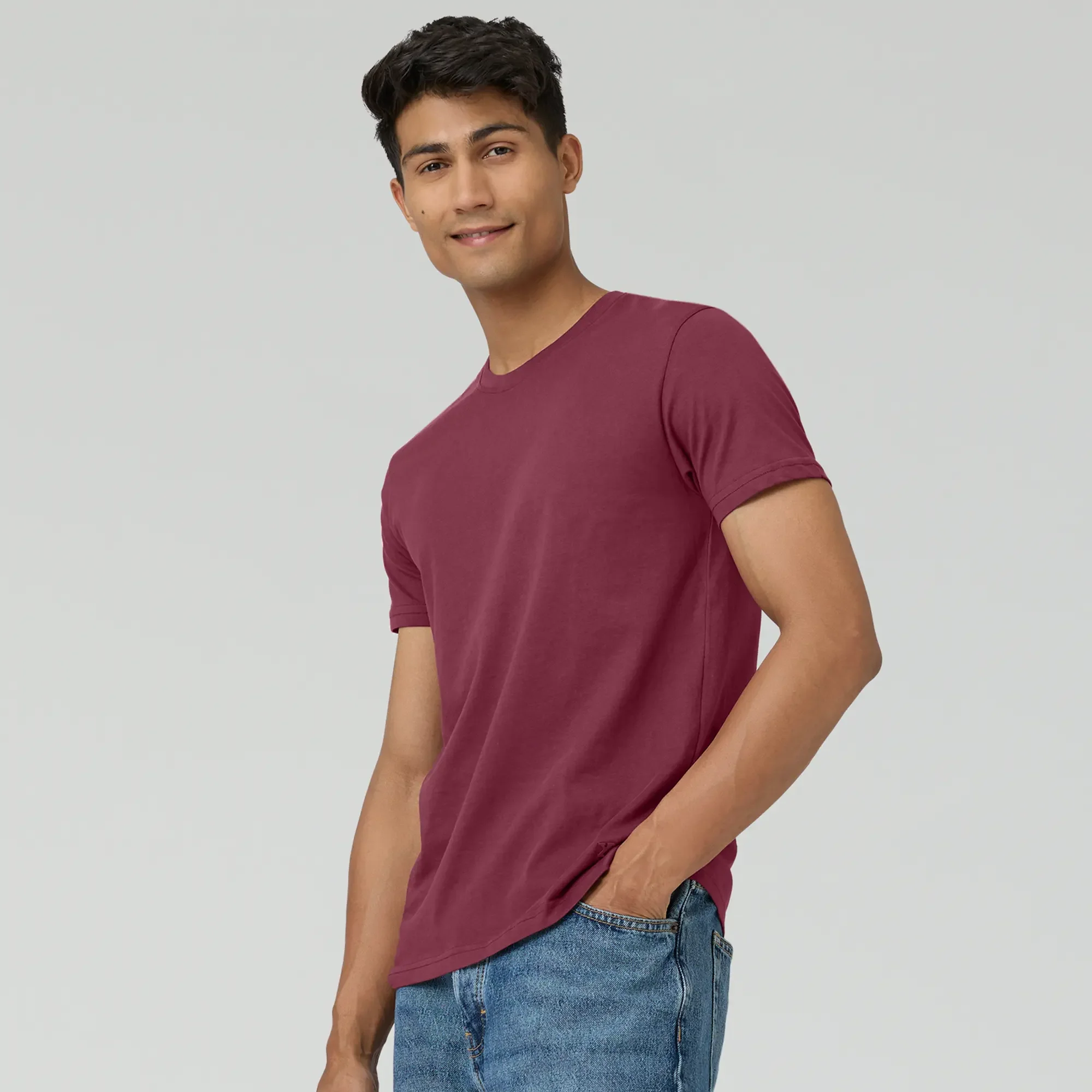 Pace Combed Cotton T-shirts Bold Burgundy - Image 4