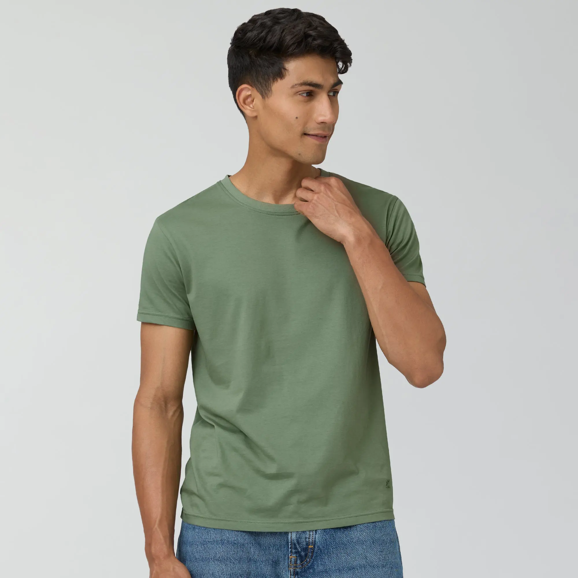 Pace Combed Cotton T-shirts Sage Green - Image 2