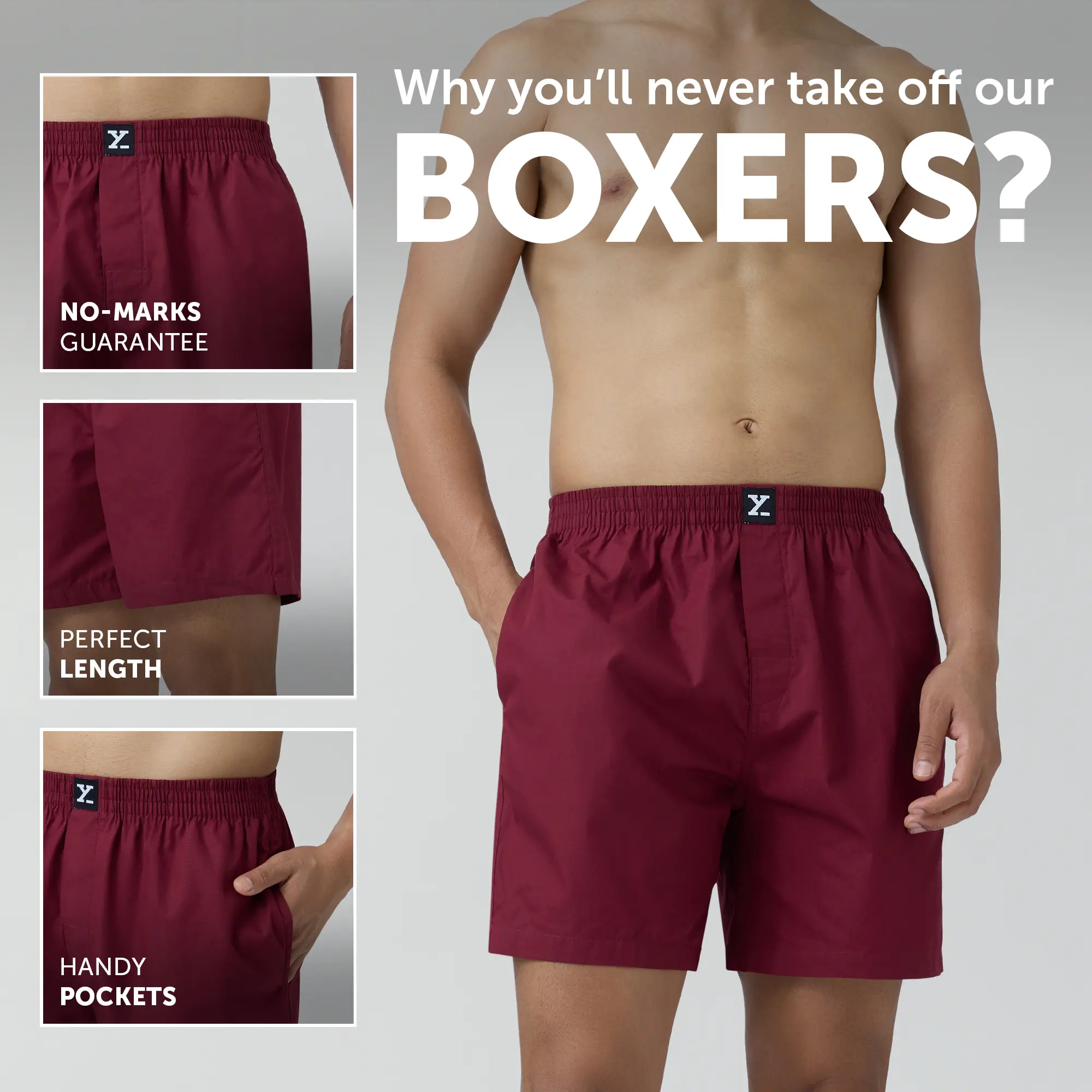 Pace Cotton Boxer Shorts Bold Burgundy - Image 2