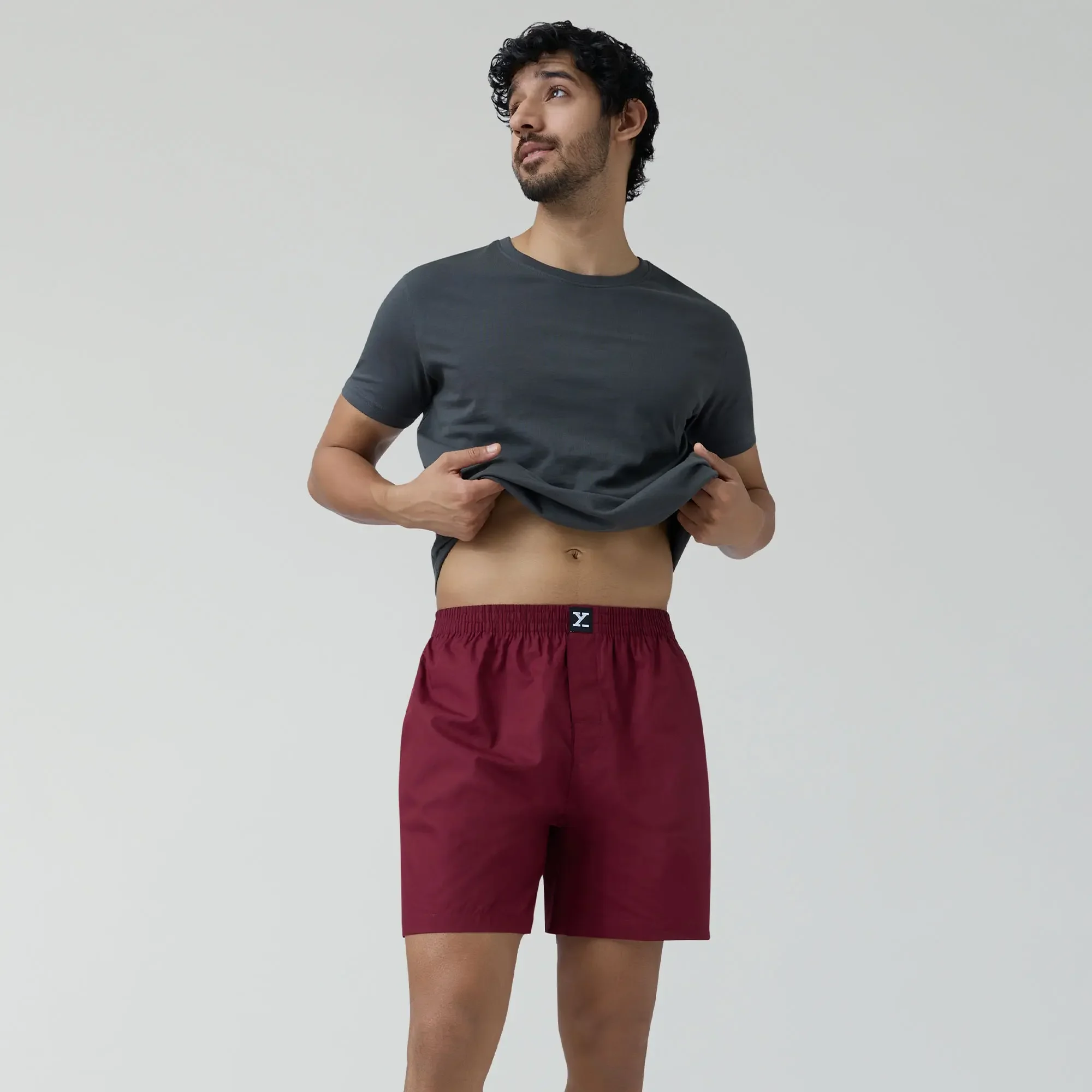 Pace Cotton Boxer Shorts Bold Burgundy - Image 3