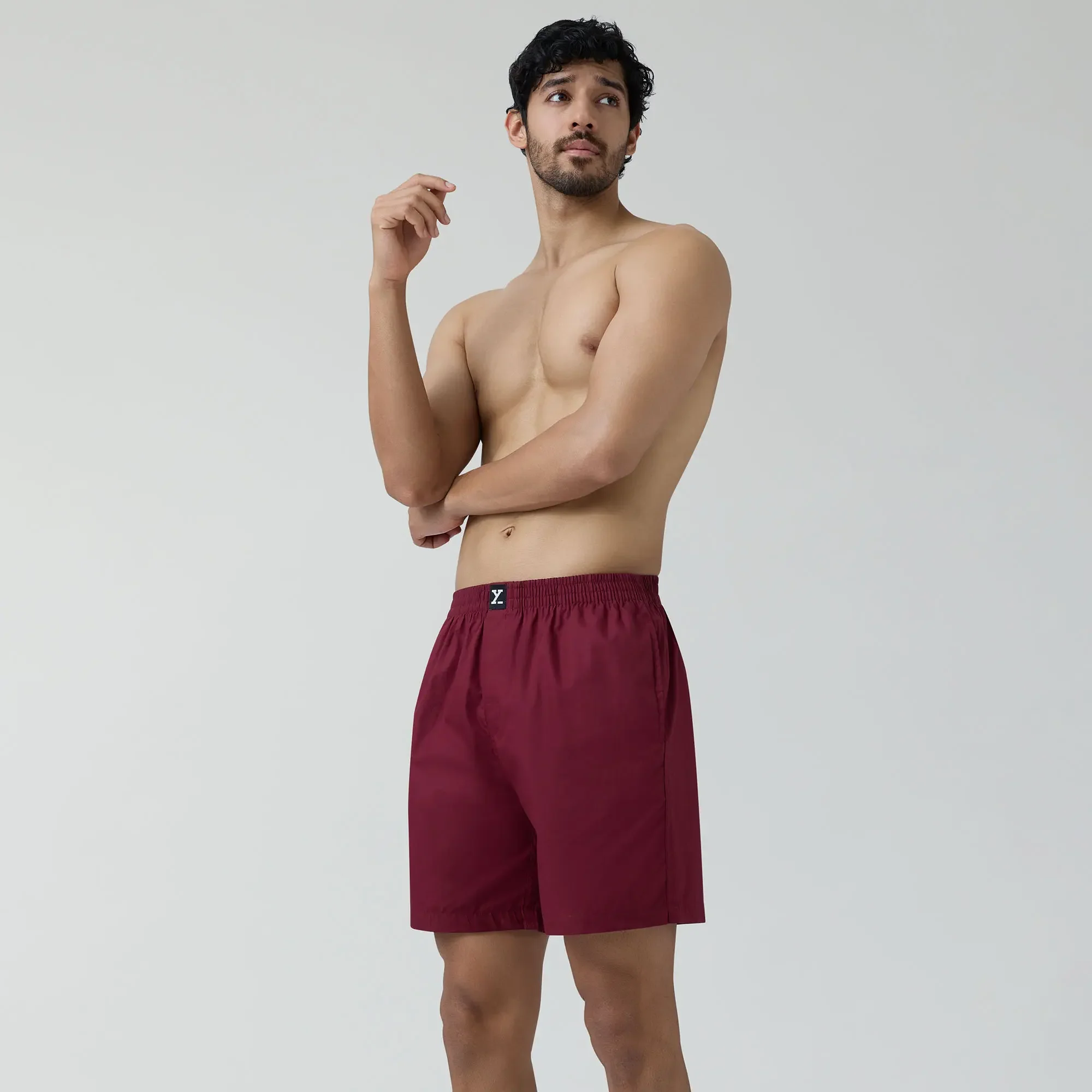 Pace Cotton Boxer Shorts Bold Burgundy - Image 4