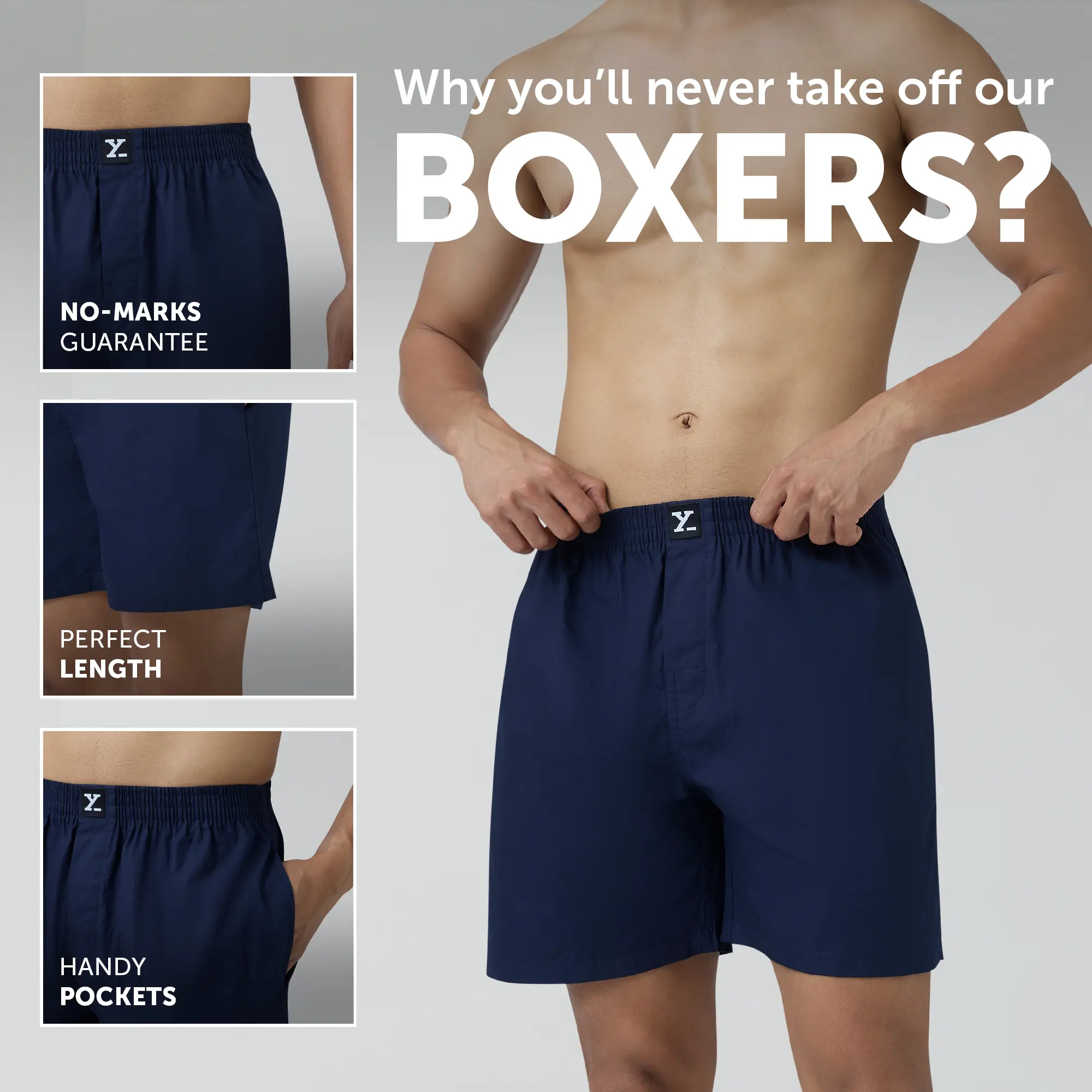 Pace Cotton Boxer Shorts Midnight Blue - Image 2