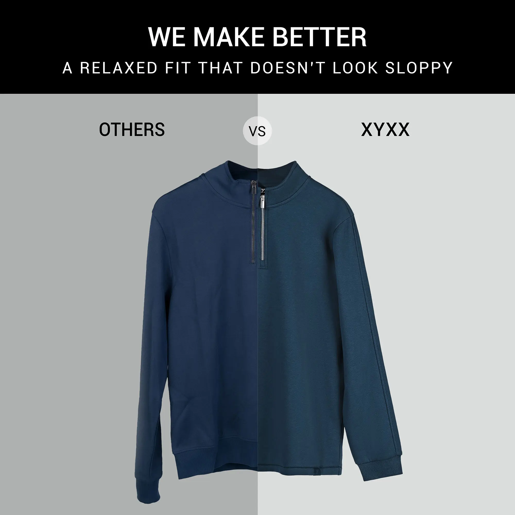 Pulse French Terry Cotton Blend Half Zip Pullover Opal Blue - Image 4