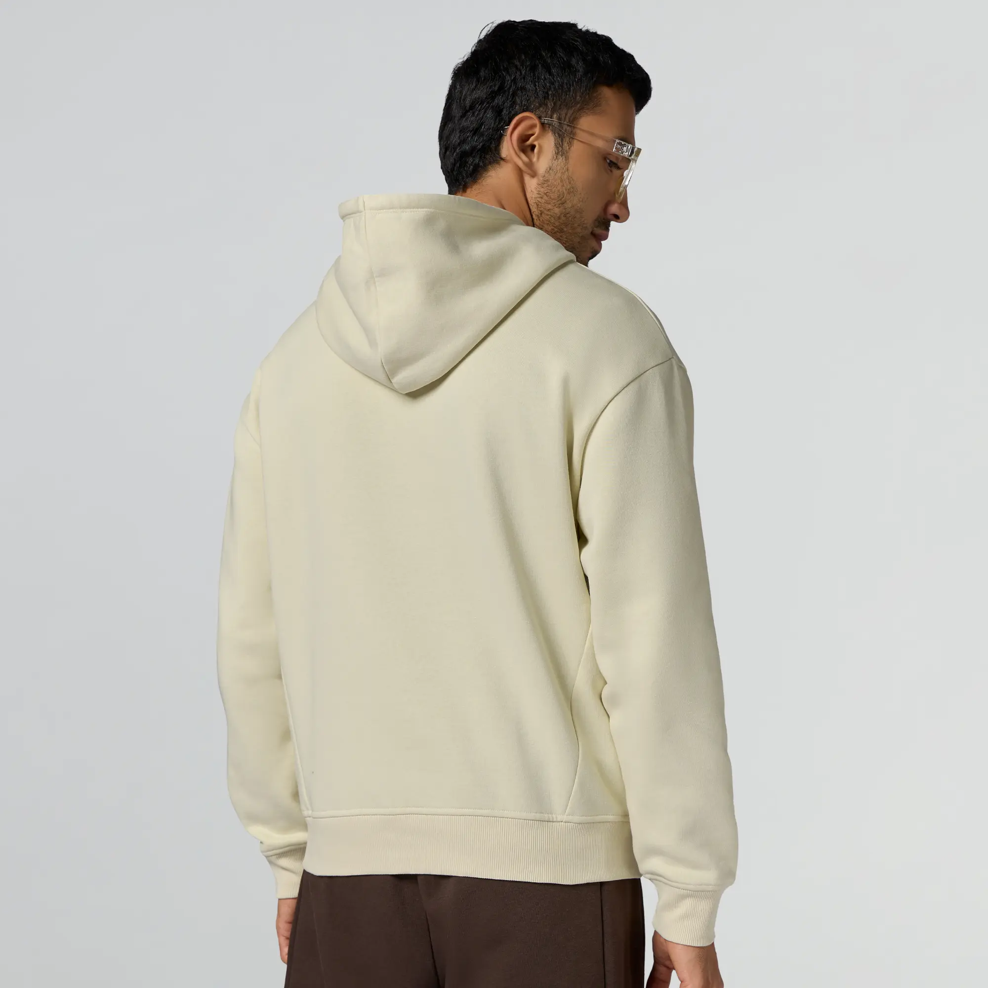 Pulse French Terry Cotton Blend Oversized Hoodies Almond White - Image 5