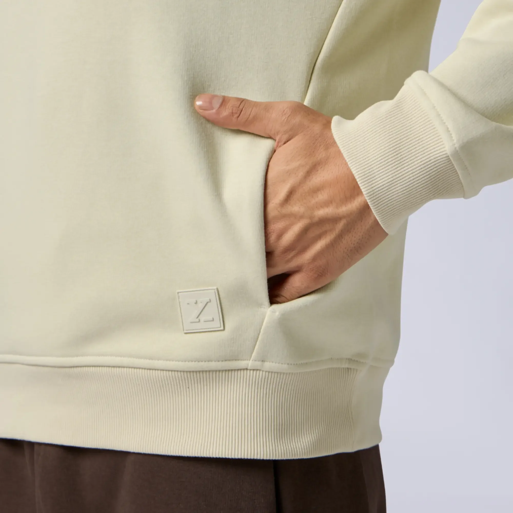 Pulse French Terry Cotton Blend Oversized Hoodies Almond White - Image 6