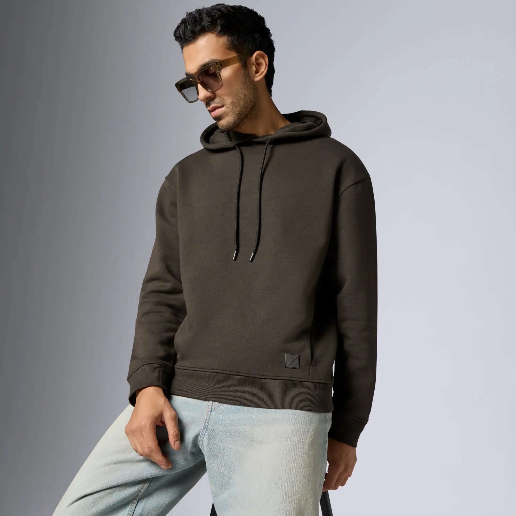 Pulse French Terry Cotton Blend Oversized Hoodies Malt Brown