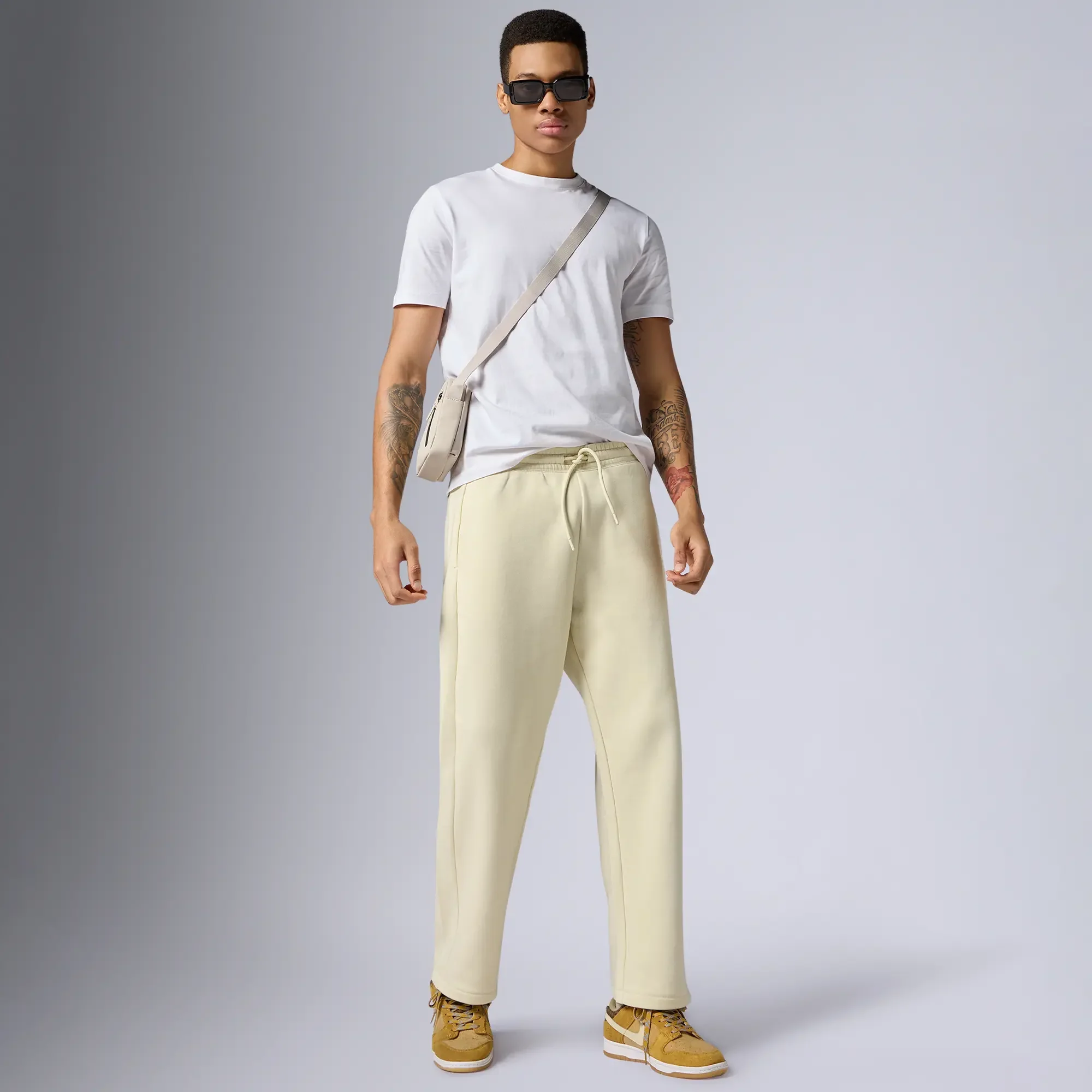 Pulse French Terry Cotton Blend Sweatpants Almond White - Image 3