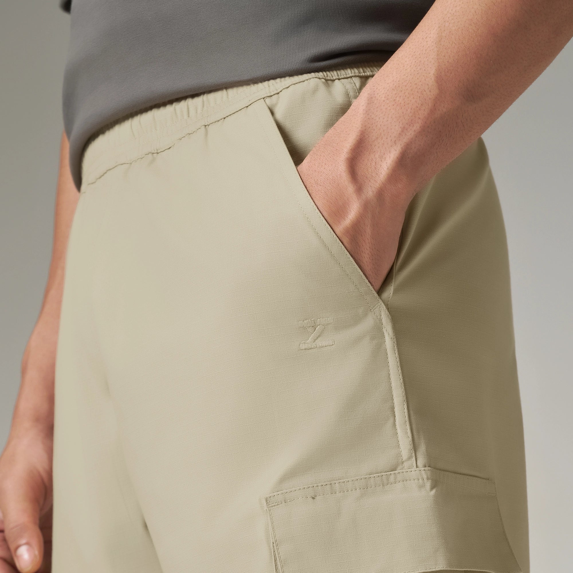 Textured Wide-Straight Fit Cargo Pants - Creamy Tan - Image 5