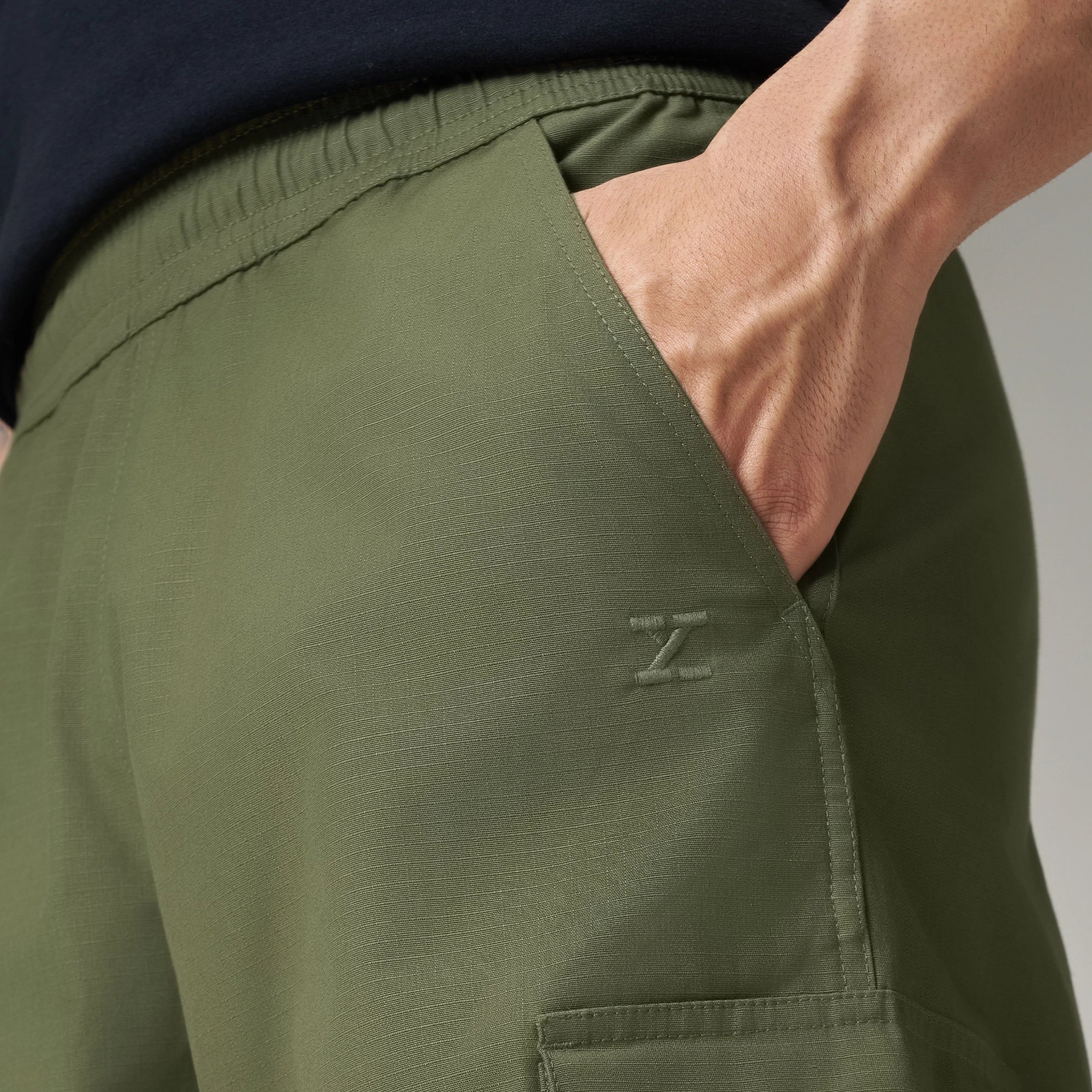 Textured Wide-Straight Fit Cargo Pants - Olive Green - Image 5