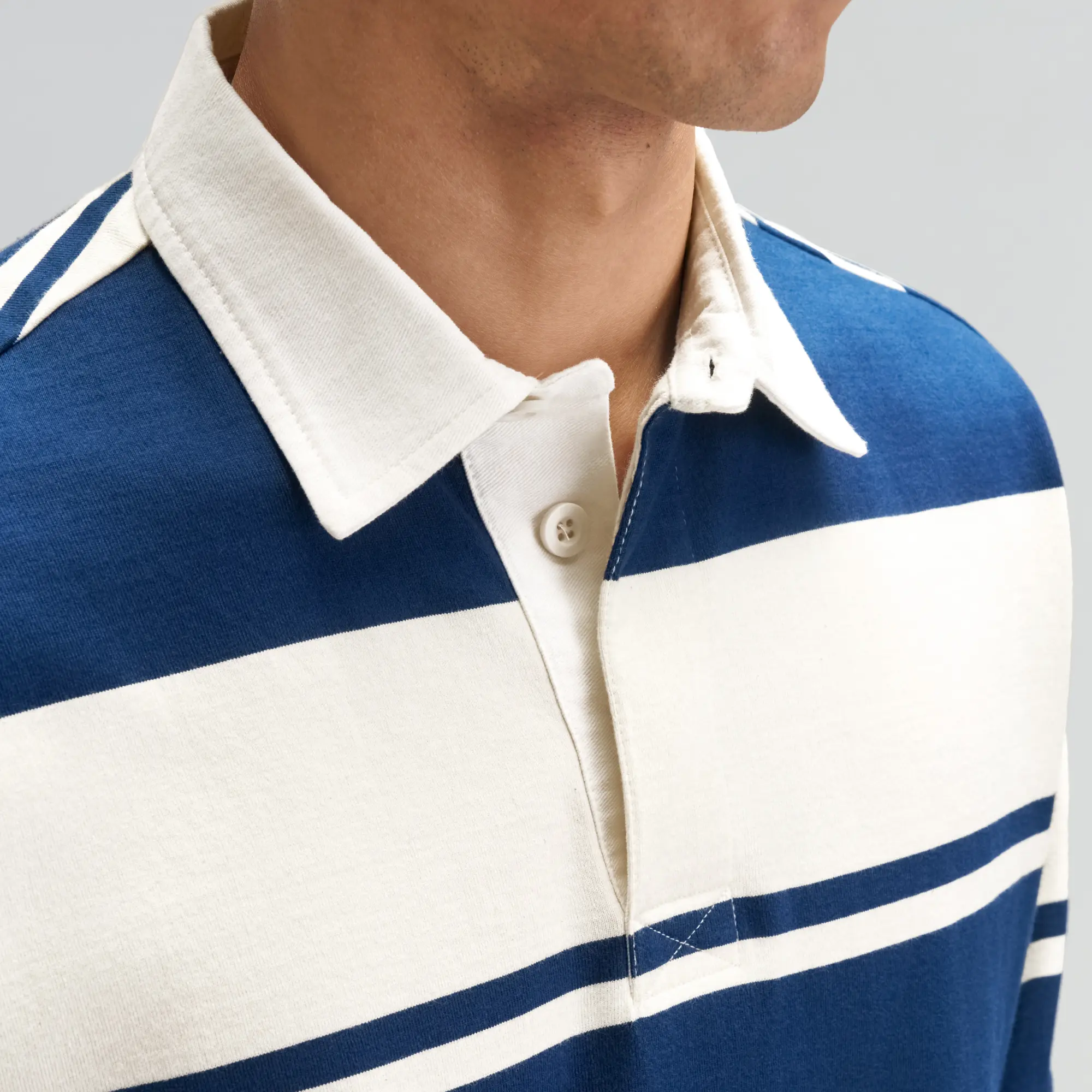 Rugby Polo T-shirt - Canvas White & Blue Nights - Image 4