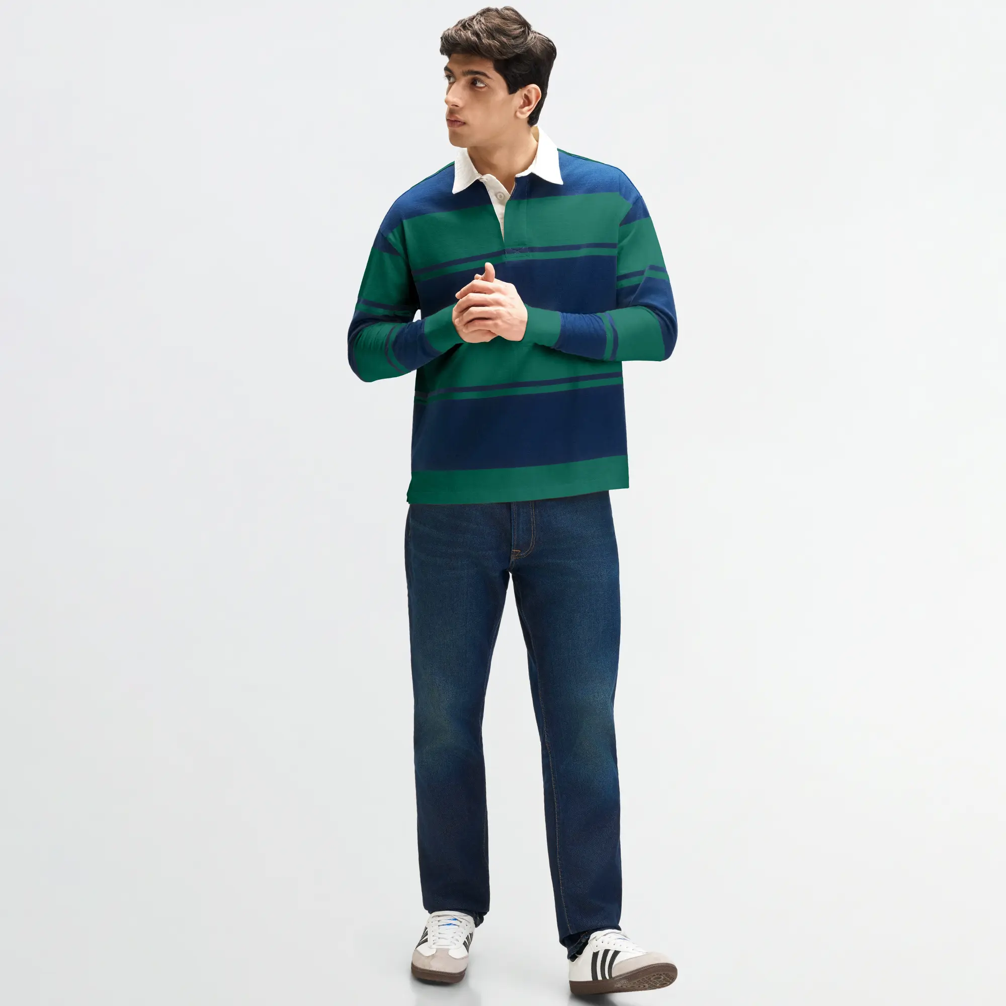 Rugby Polo T-shirt - Ivy Green & Blue Nights - Image 2