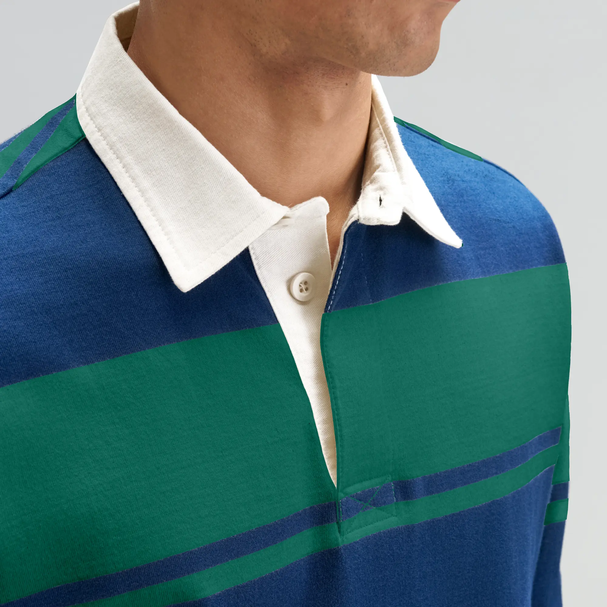 Rugby Polo T-shirt - Ivy Green & Blue Nights - Image 4