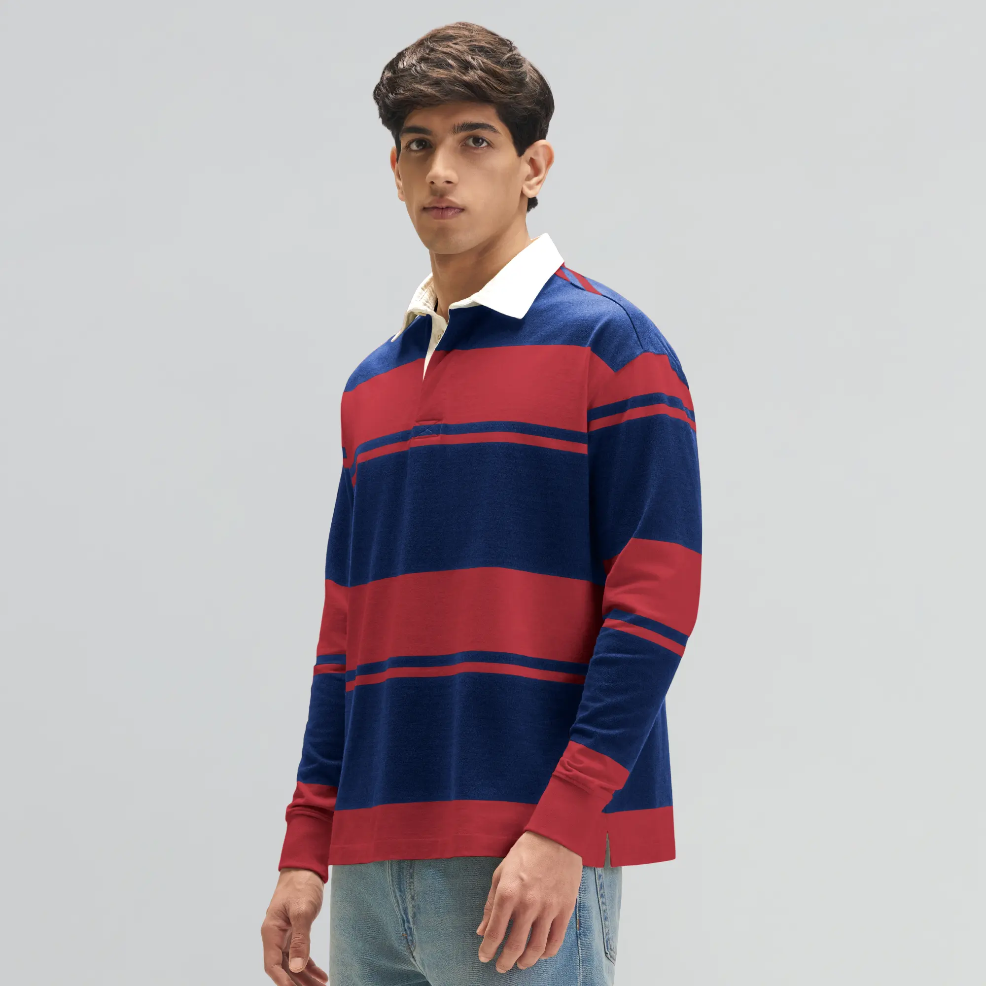 Rugby Polo T-shirt - Varsity Red & Blue Nights - Image 2