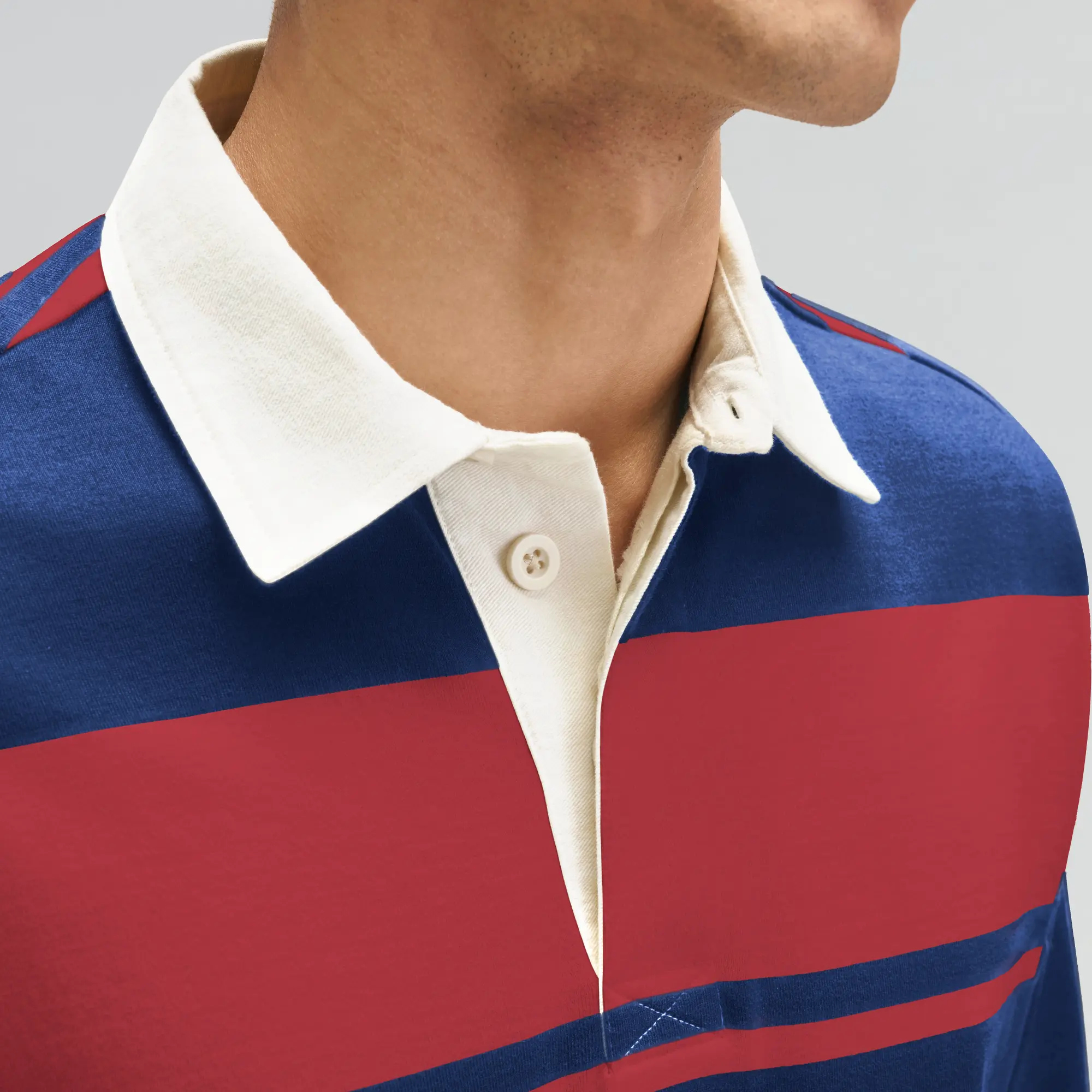 Rugby Polo T-shirt - Varsity Red & Blue Nights - Image 4