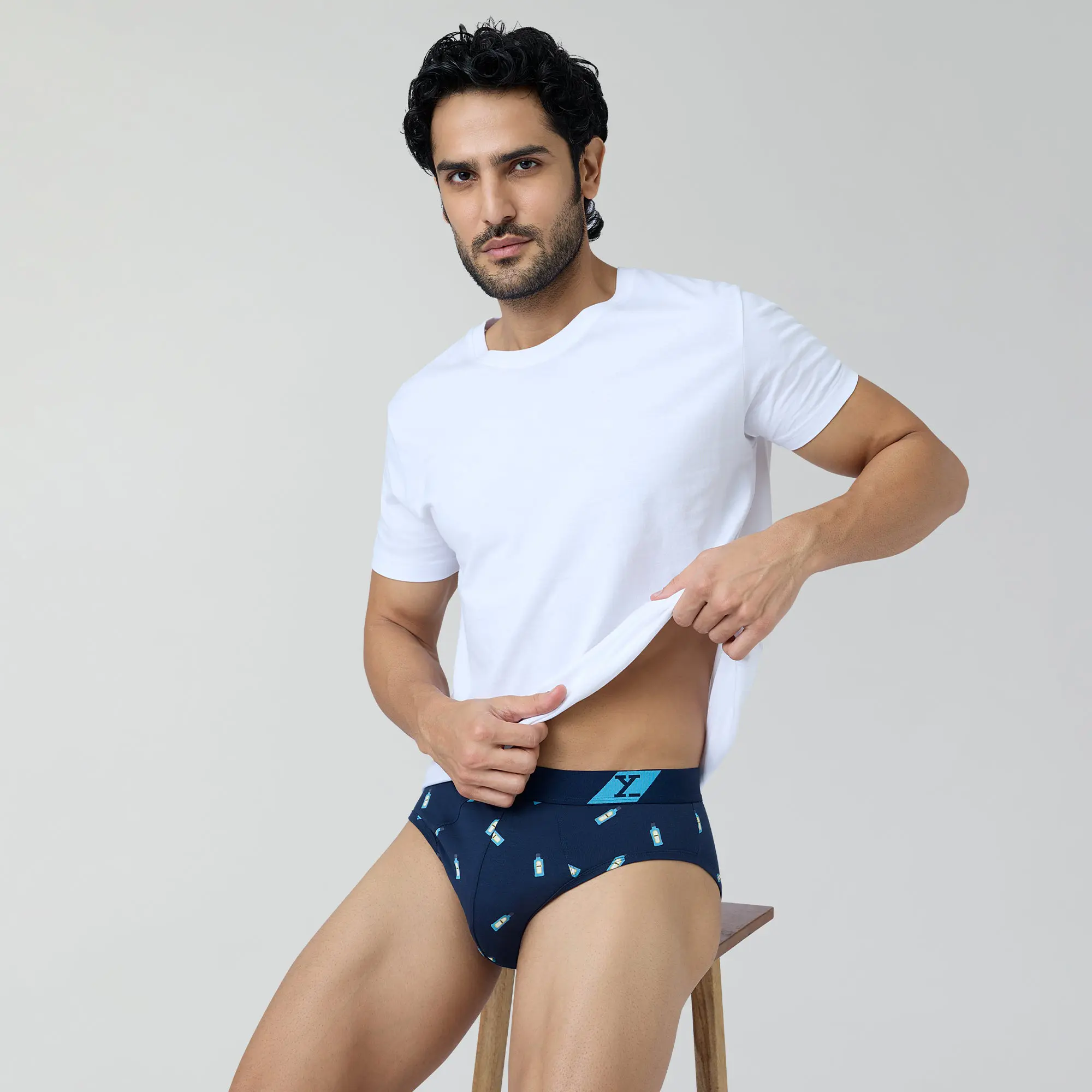 Splash Cotton Stretch Briefs Gin Blue - Image 3