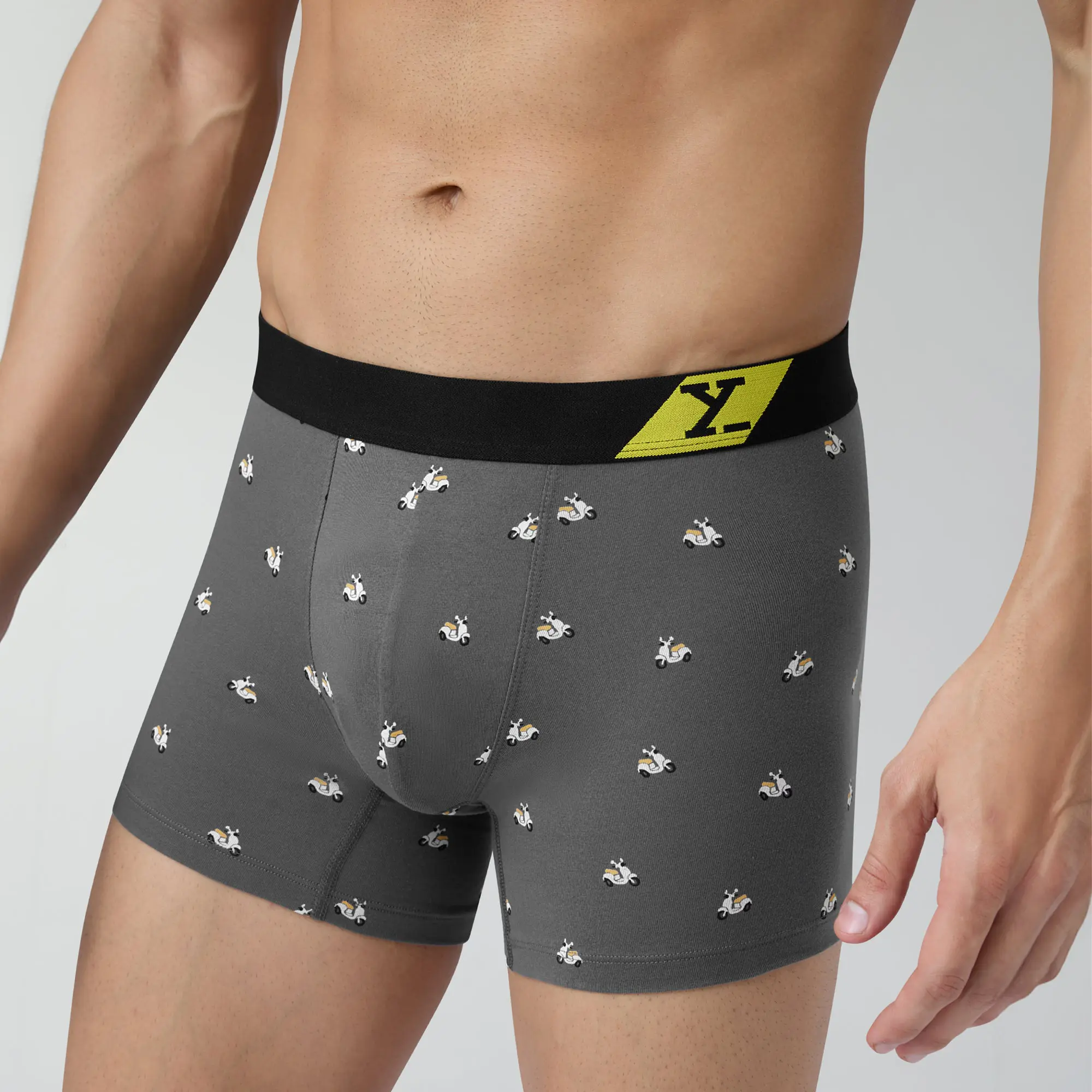 Splash Cotton Stretch Trunks Vespa Grey - Image 6