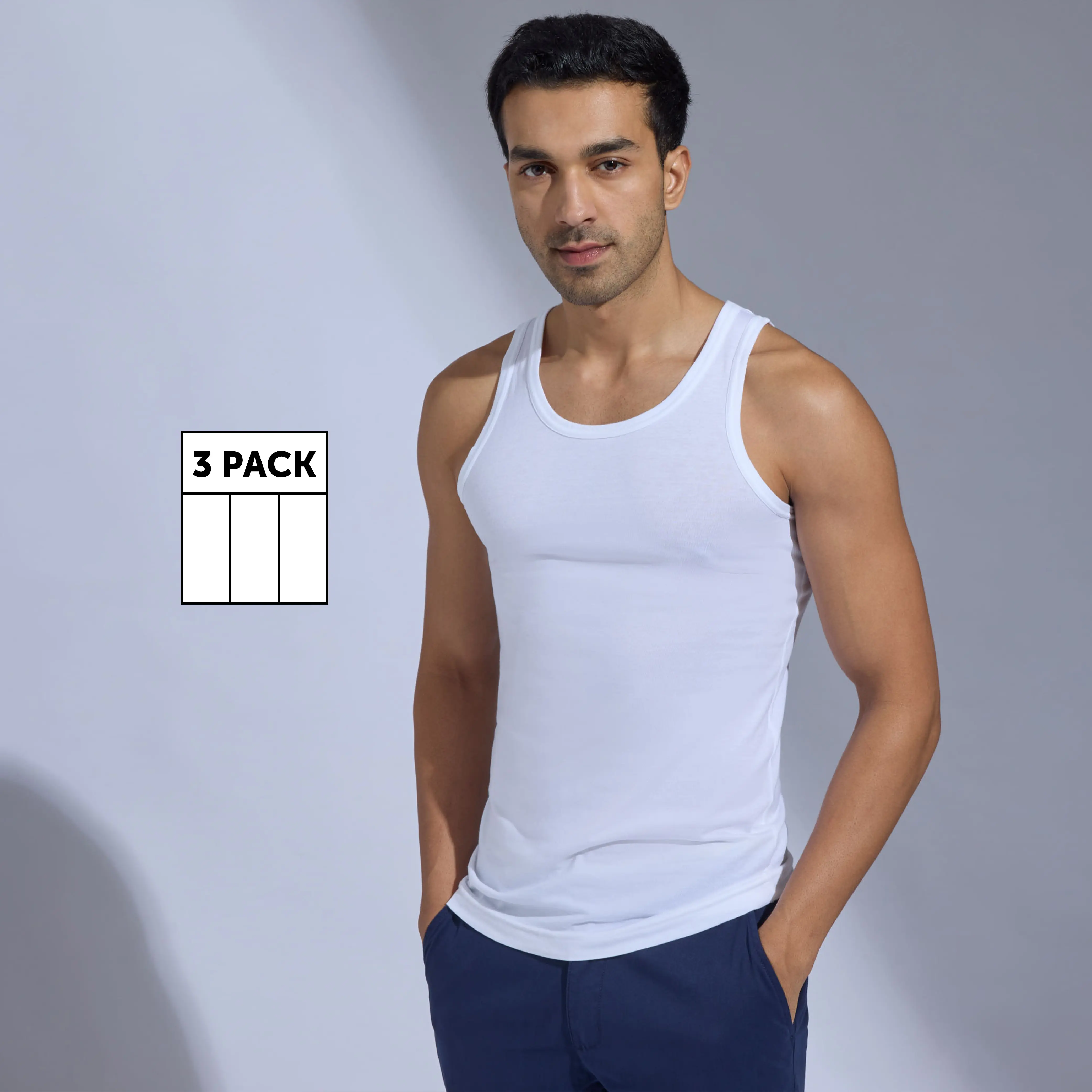 Aero Super-Soft Combed Cotton Vest Pack of 3