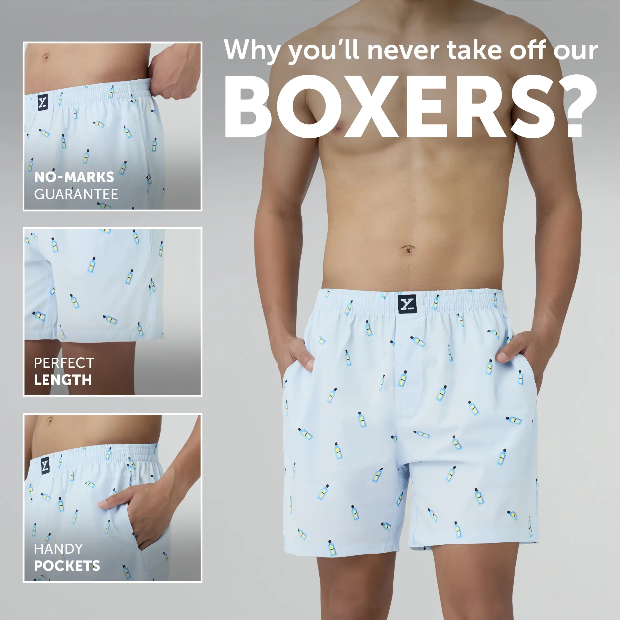 Surf Super Combed Cotton Boxer Shorts Gin Blue - Image 2