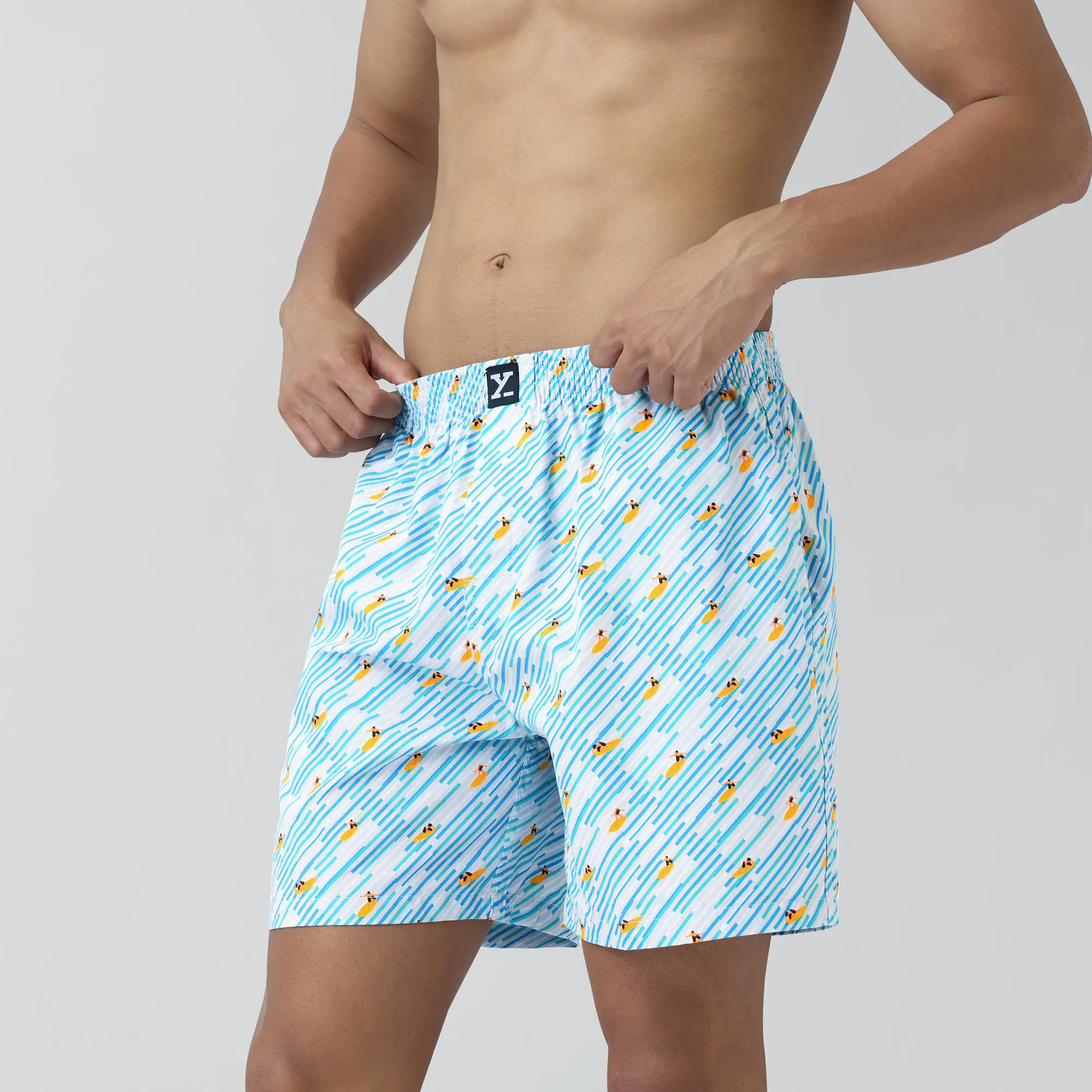 Surf Super Combed Cotton Boxer Shorts Surfing Blue - Image 3