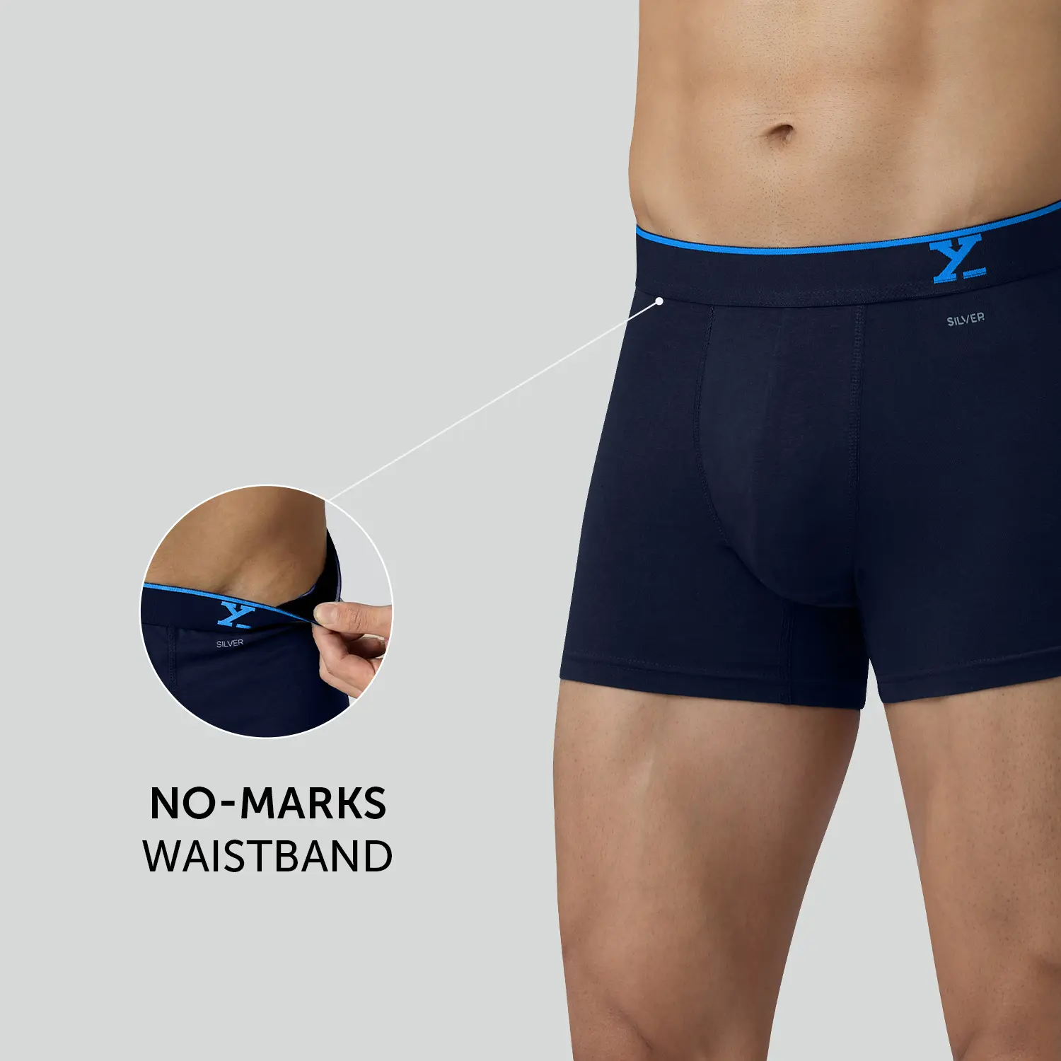 Traq Silver Cotton Trunks Midnight Blue - Image 4