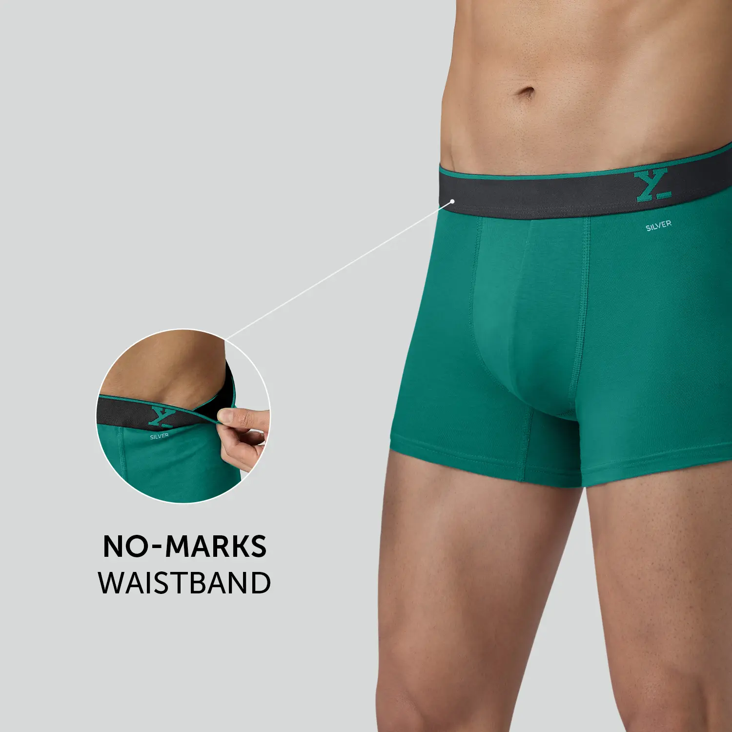 Traq Silver Cotton Trunks Aqua Green - Image 4