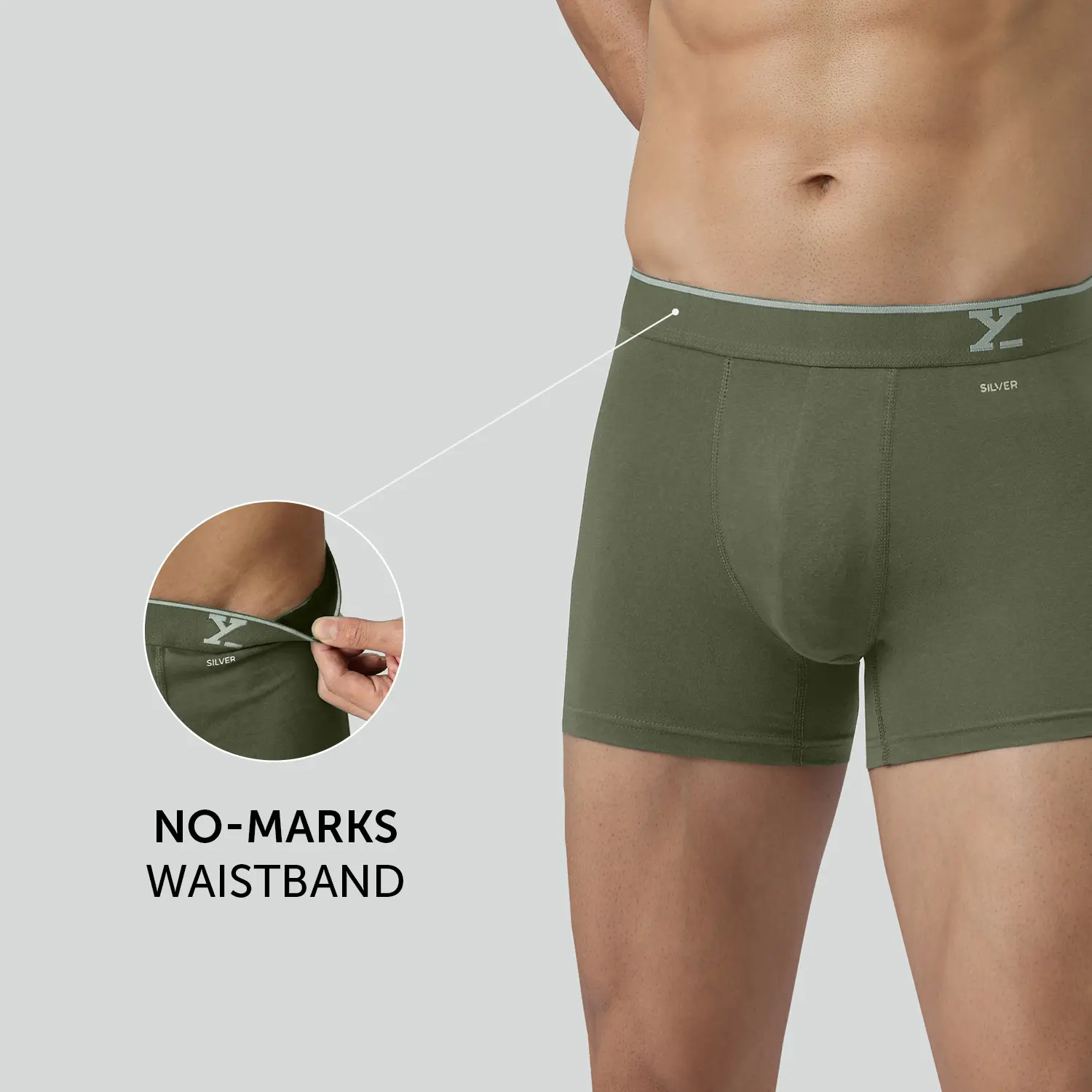 Traq Silver Cotton Trunks Olive Green - Image 4