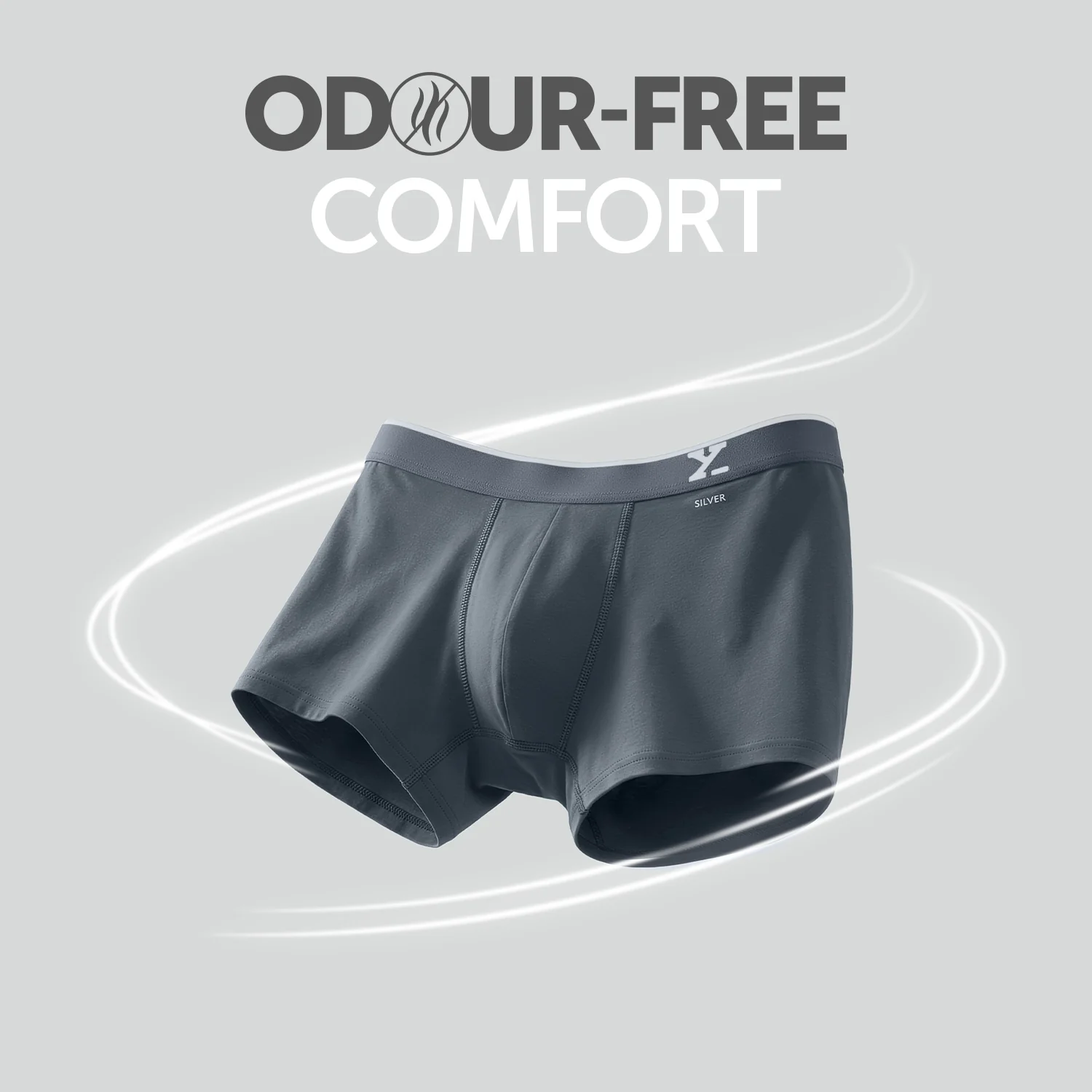 Traq Silver Cotton Trunks Stone Grey - Image 2