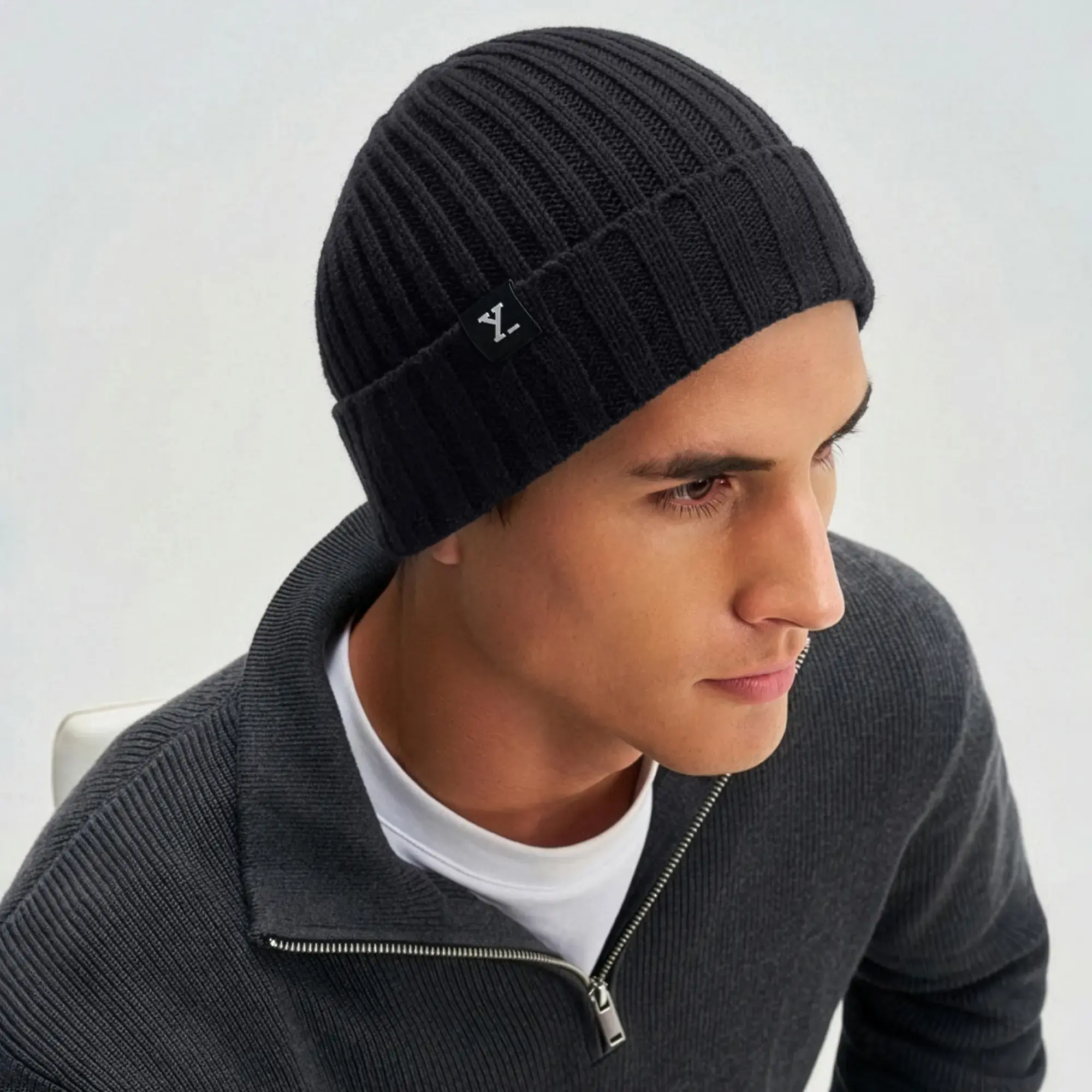 Winter Beanie - Pitch Black - Image 4