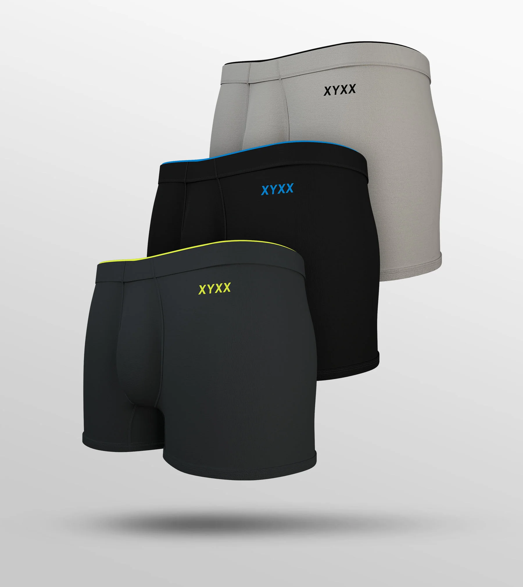 Uno Modal Trunks Pack of 3 (Grey, Black, Light Grey)