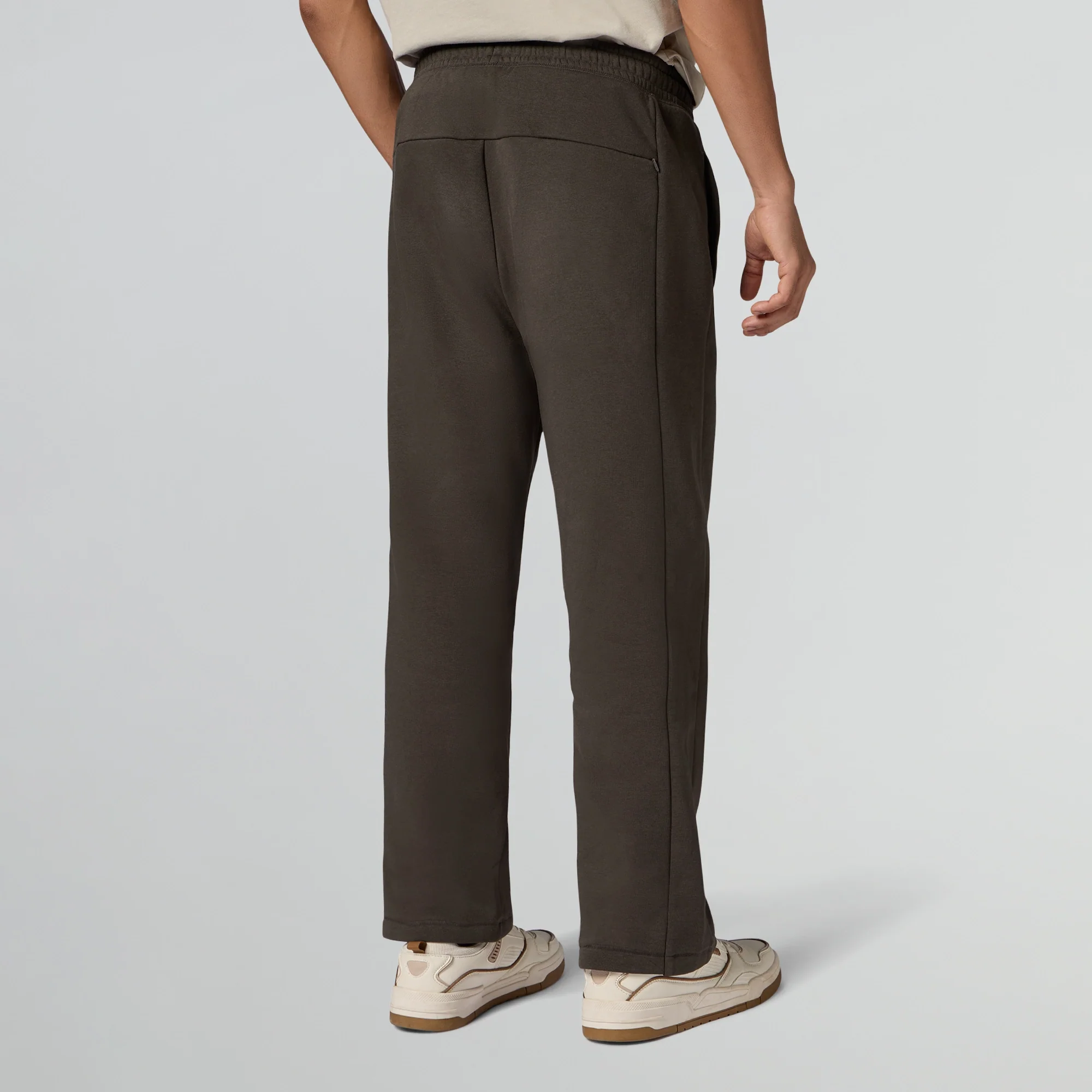 Pulse French Terry Cotton Blend Oversized Hoodie And Sweatpants Co Ord Set Almond White And Malt Brown - Image 4