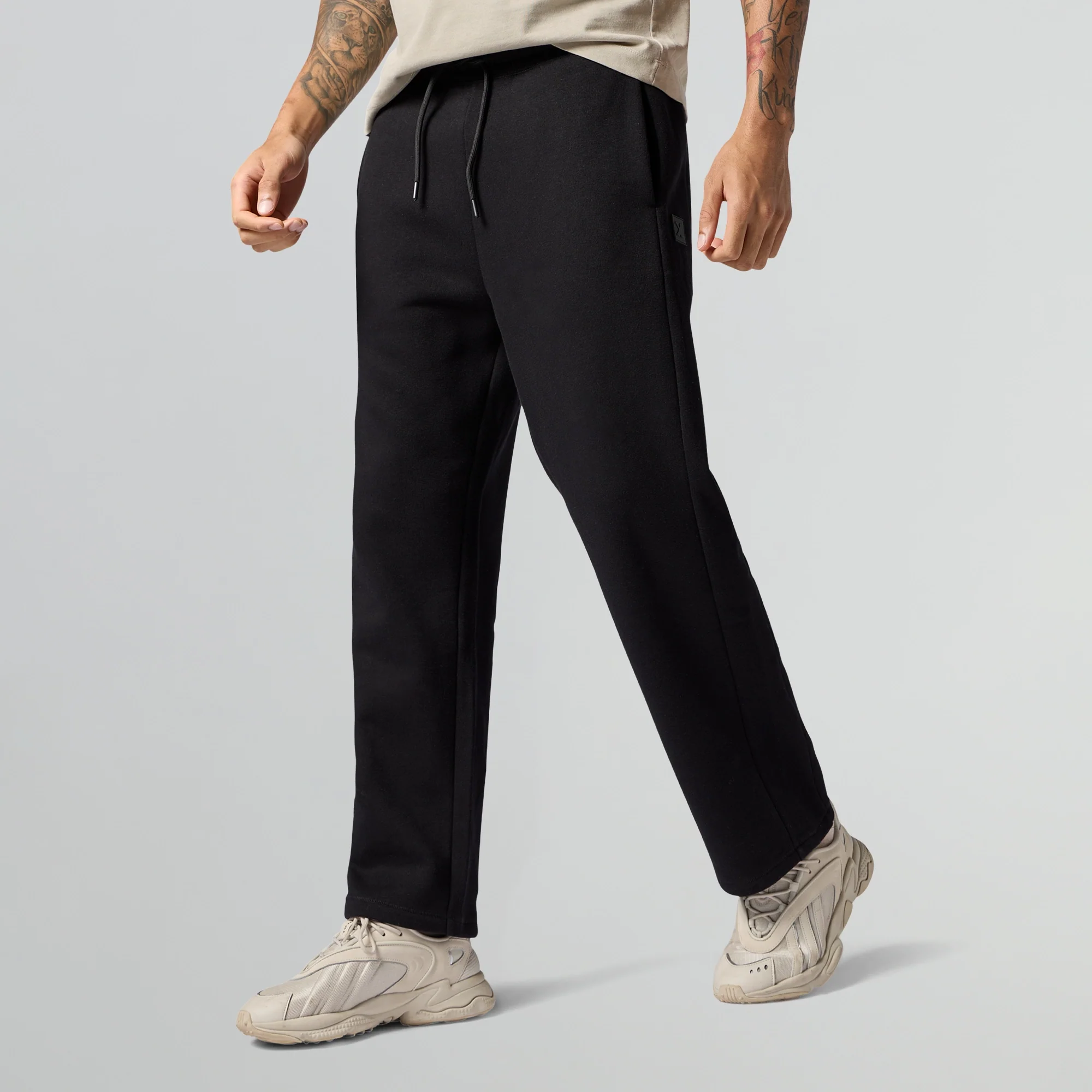 Pulse French Terry Cotton Blend Oversized Hoodie and Sweatpants Co Ord Set Opal Grey And Pitch Black - Image 2